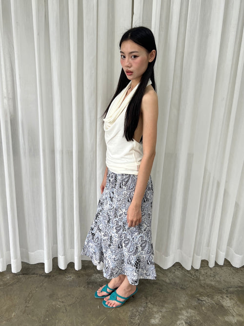Blue paisley skirt