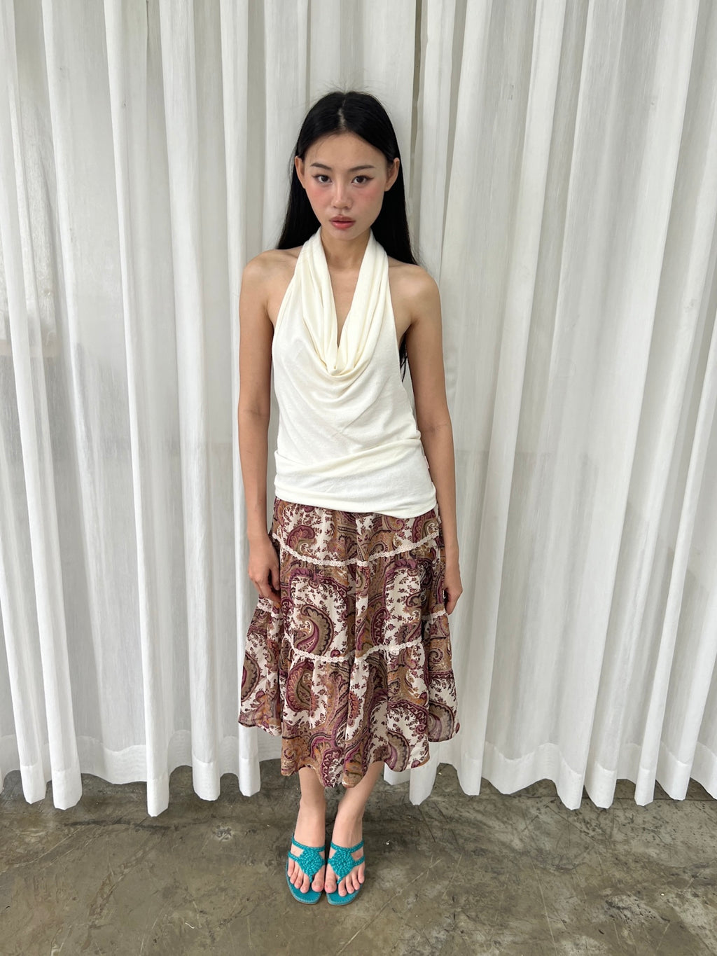 Paisley tiered skirt