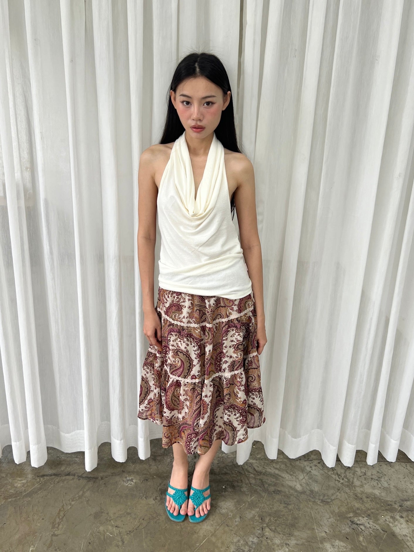 Paisley tiered skirt