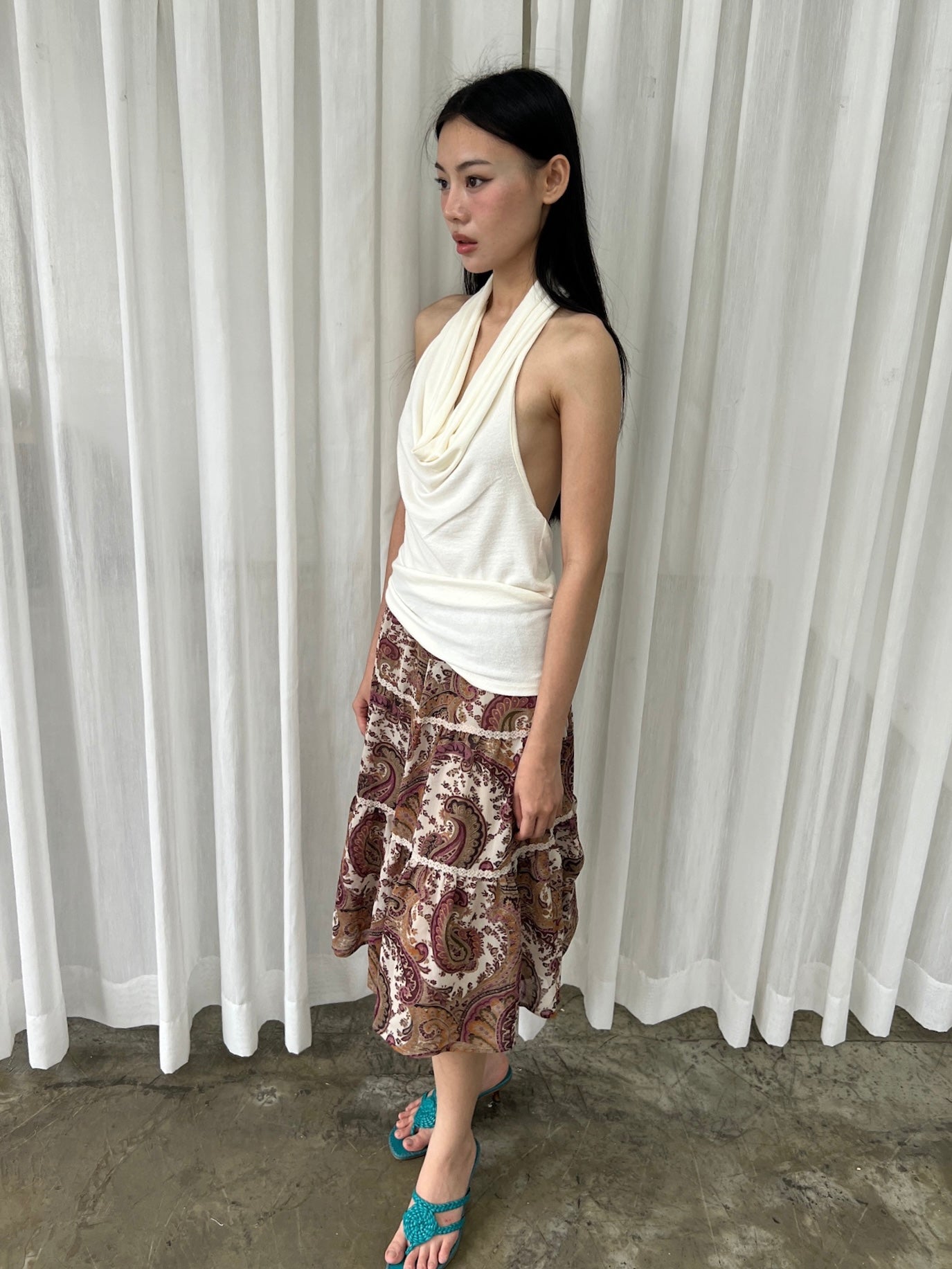 Paisley tiered skirt