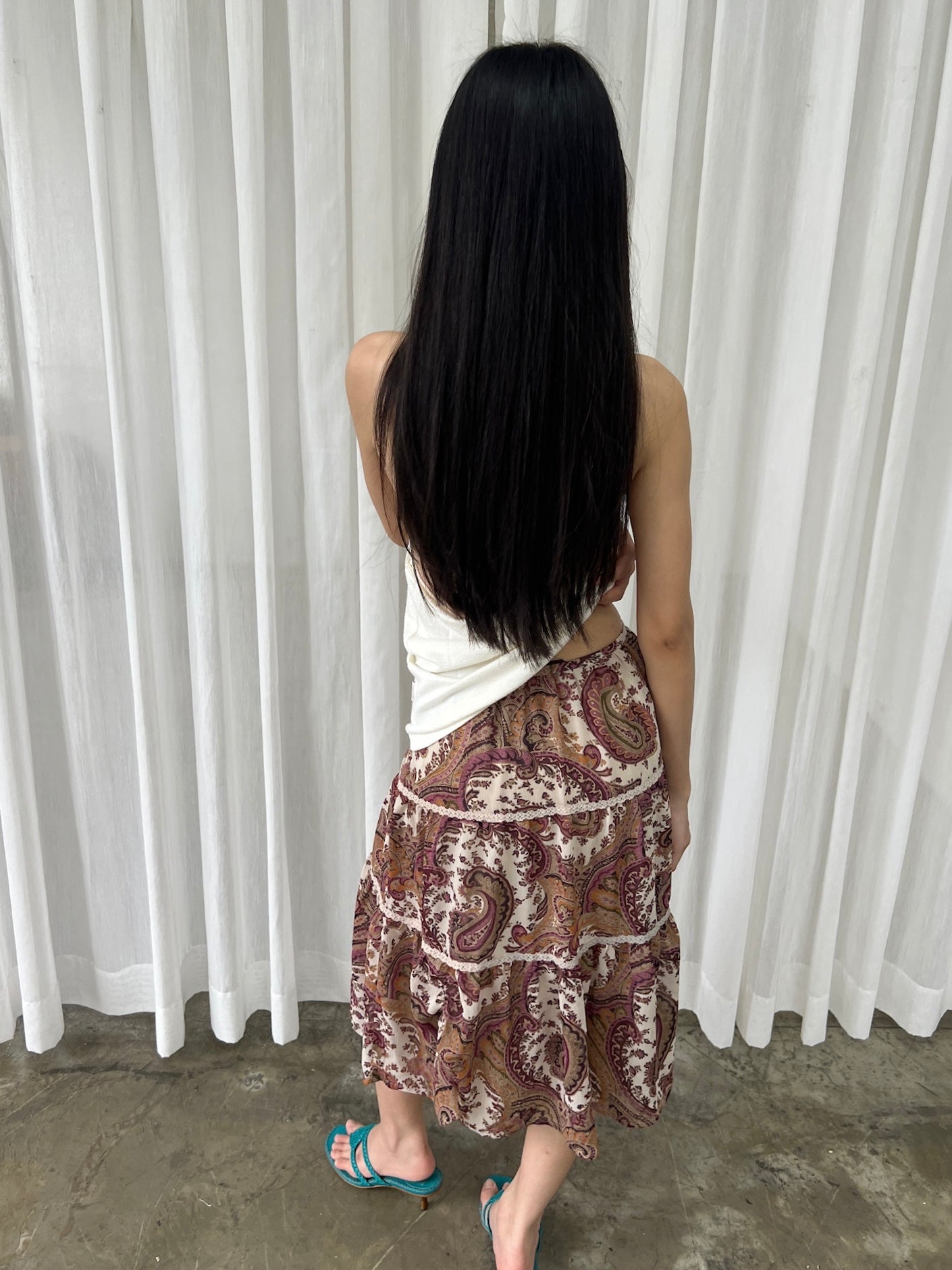 Paisley tiered skirt