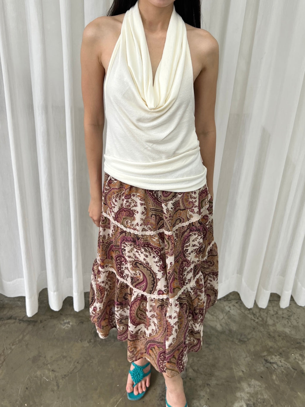 Paisley tiered skirt
