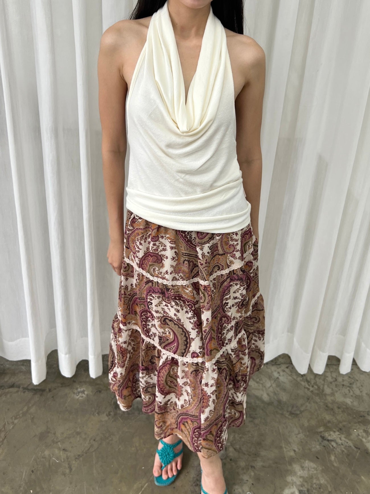 Paisley tiered skirt