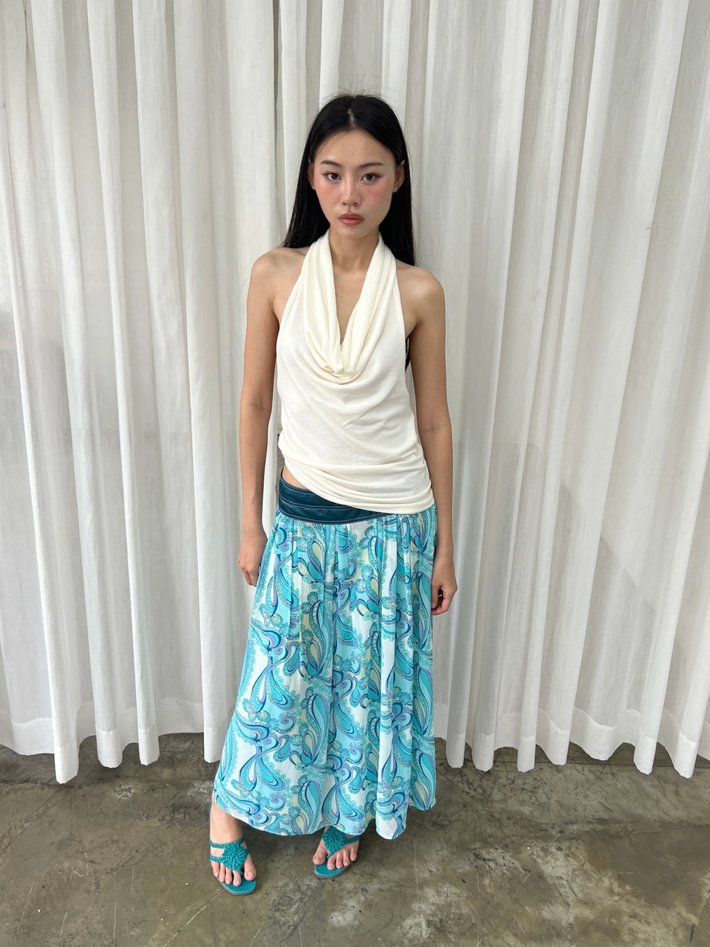 Blue paisley skirt