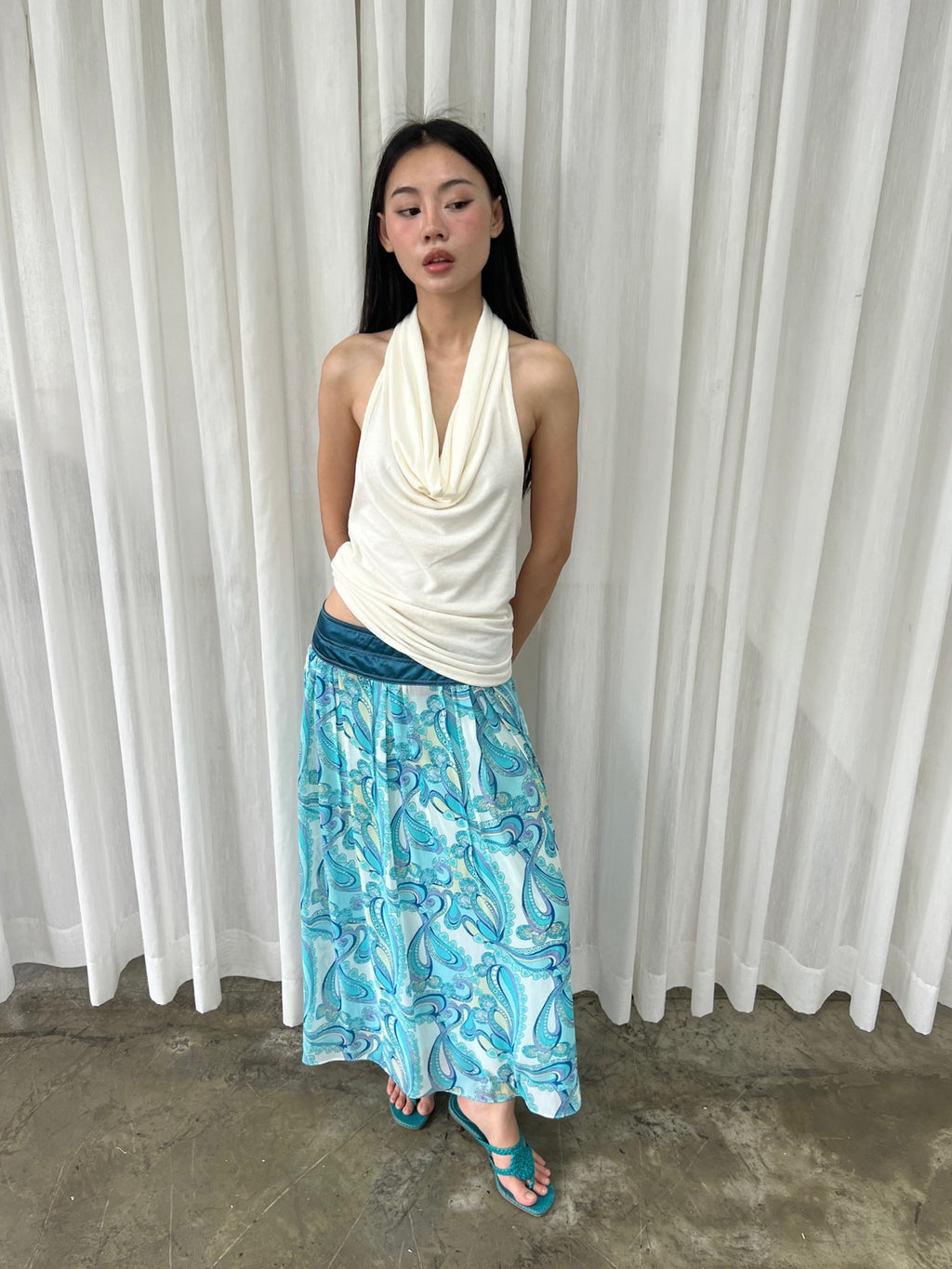Blue paisley skirt