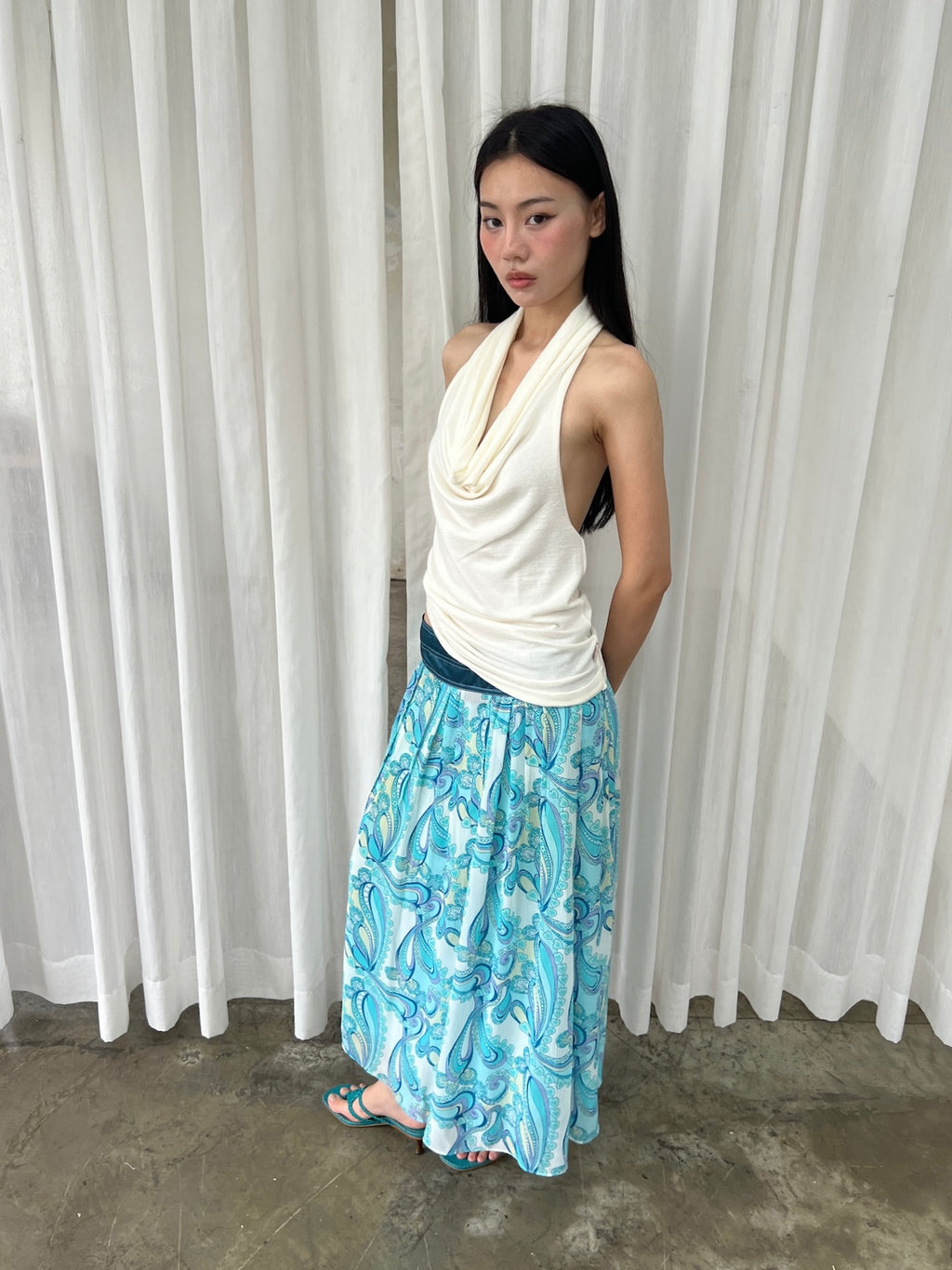 Blue paisley skirt