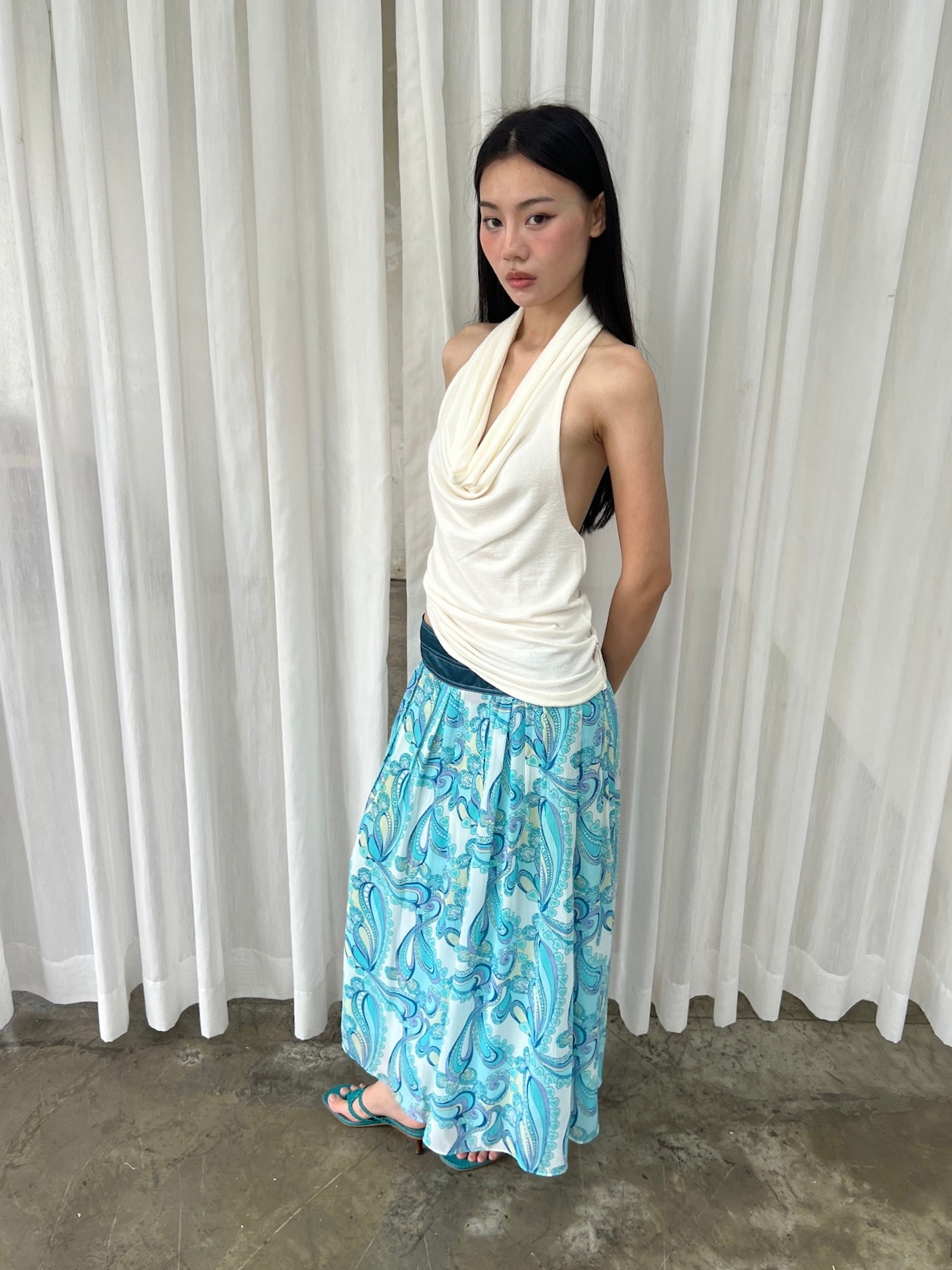 Blue paisley skirt