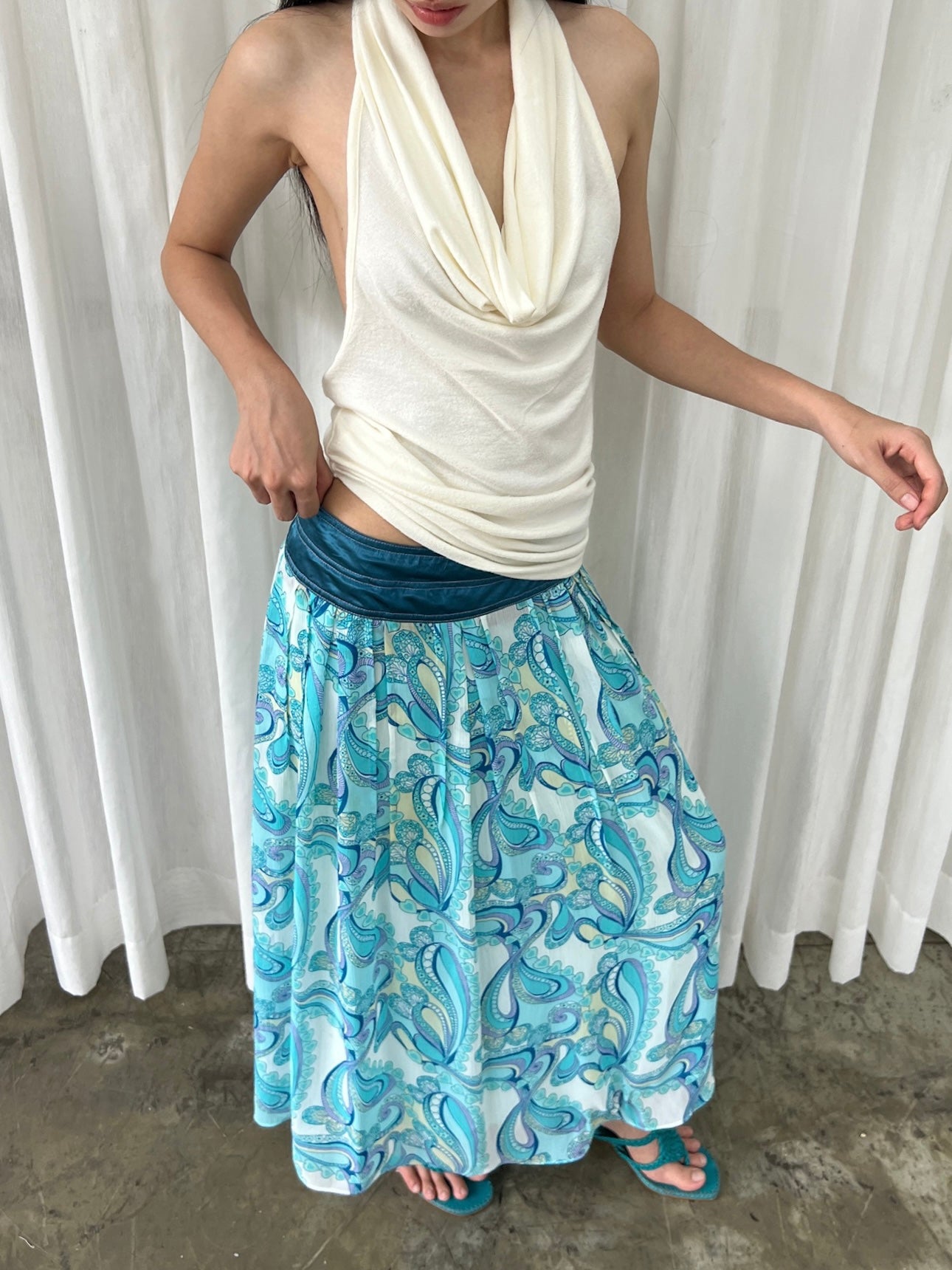 Blue paisley skirt