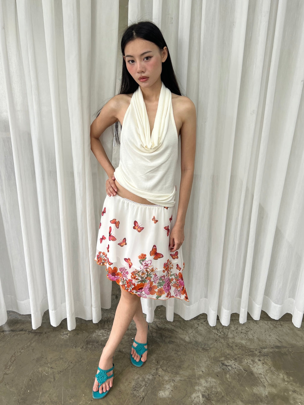 Butterfly midi skirt