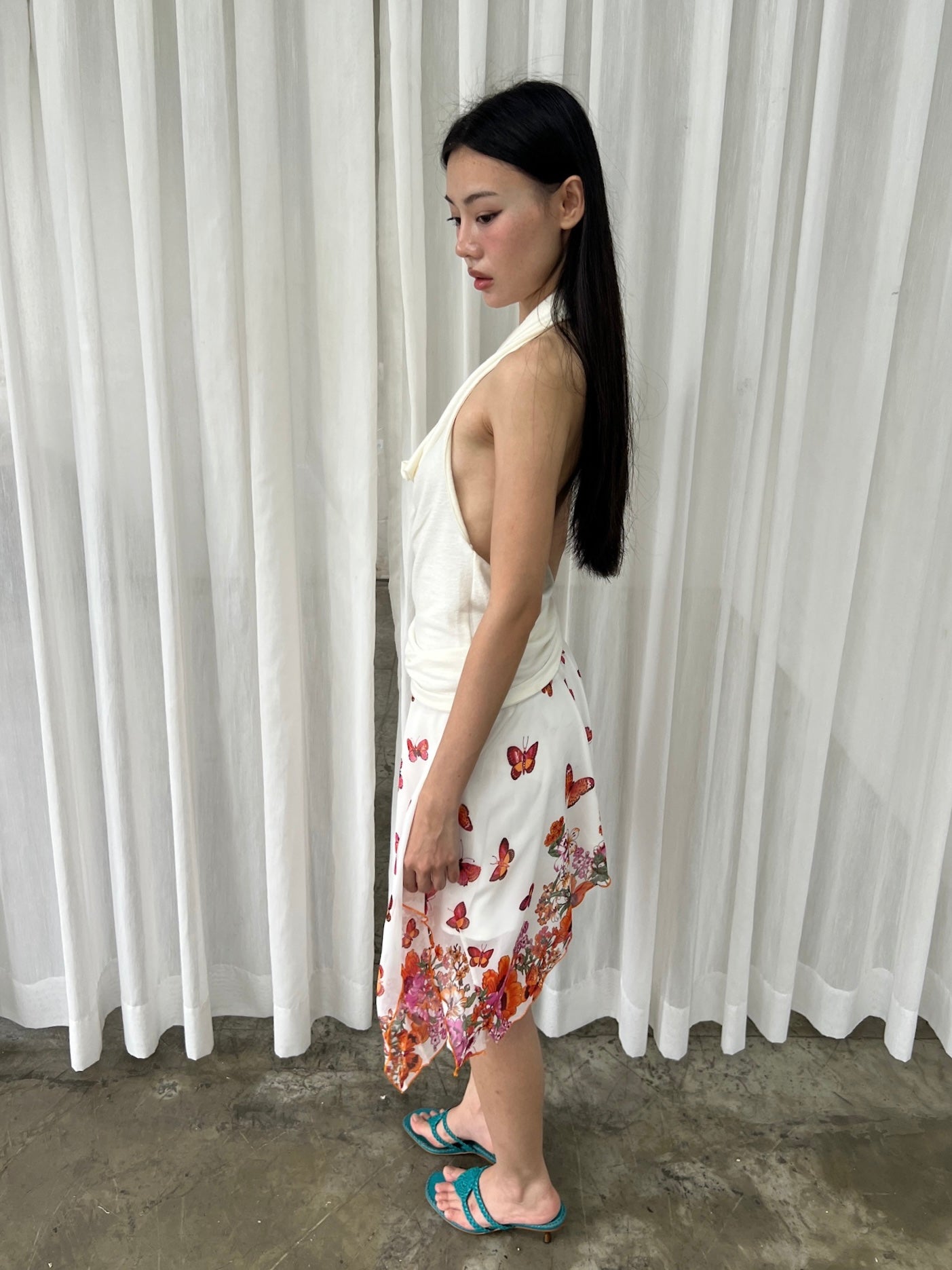 Butterfly midi skirt