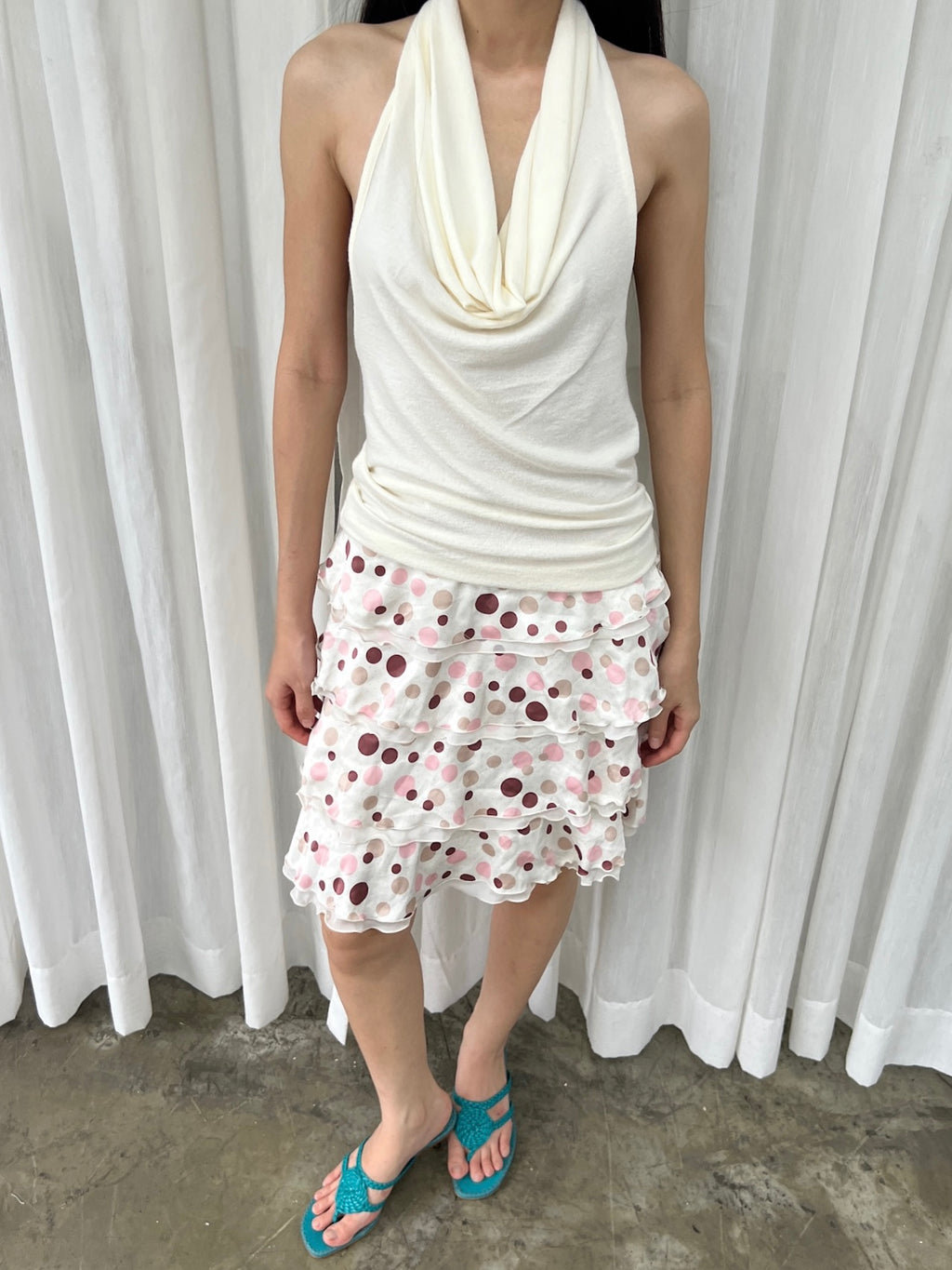 Polka dot tiered skirt