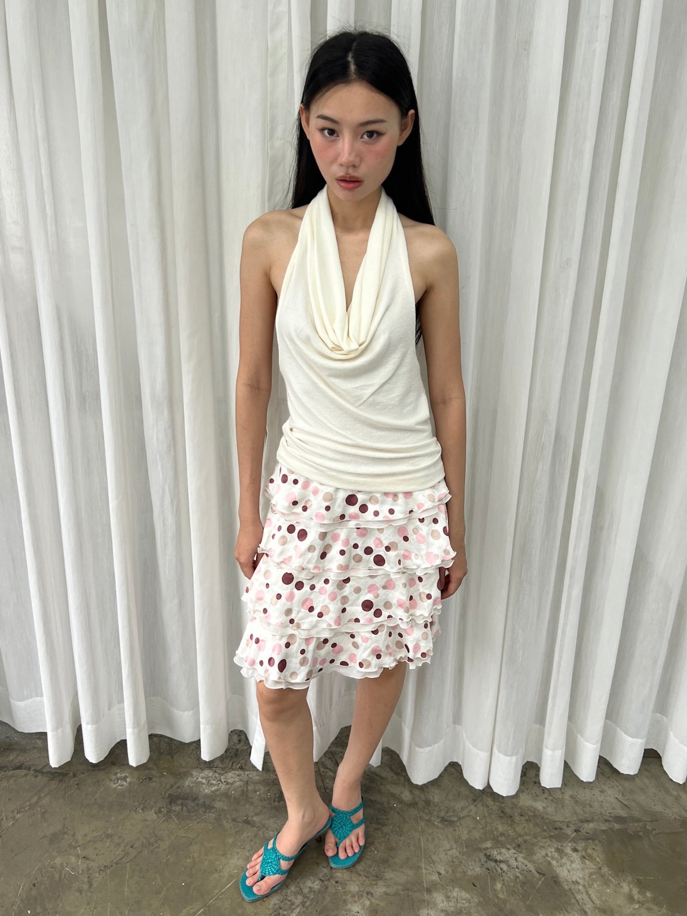 Polka dot tiered skirt
