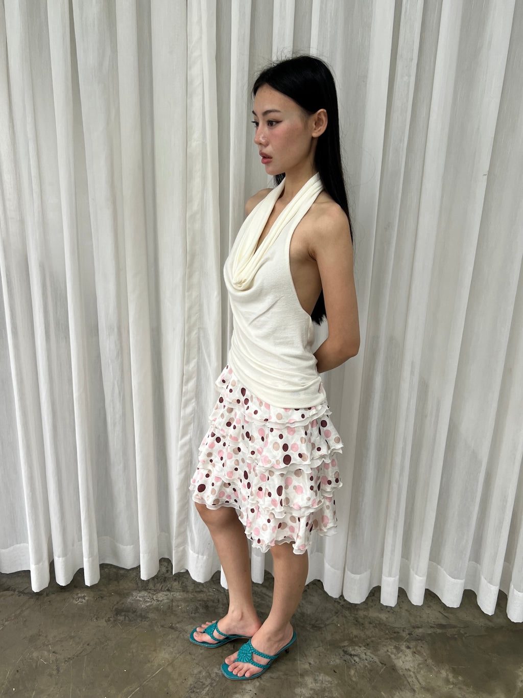 Polka dot tiered skirt