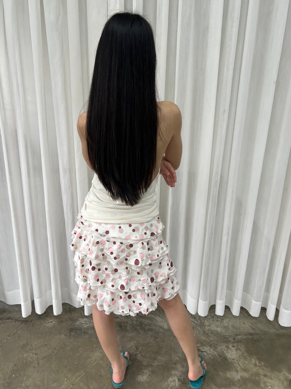 Polka dot tiered skirt