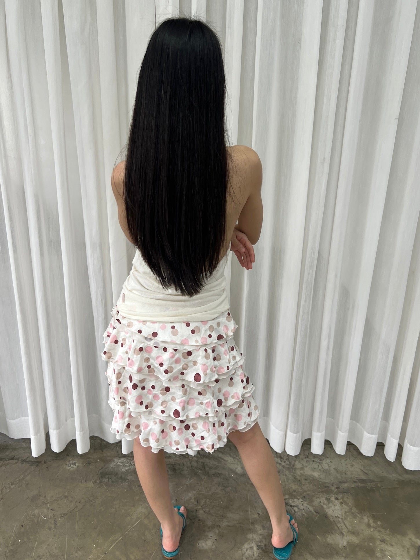 Polka dot tiered skirt