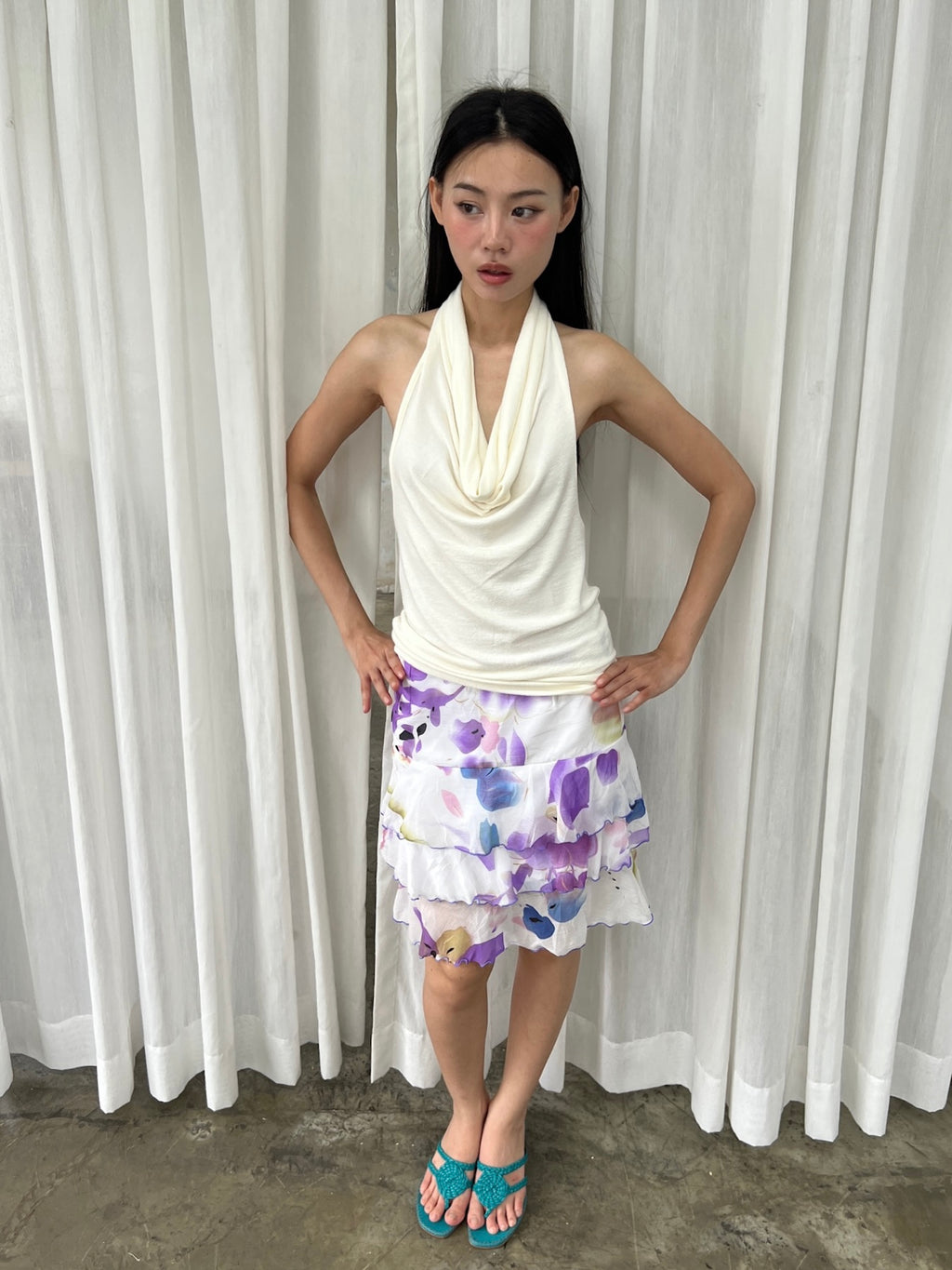 Layered floral skirt