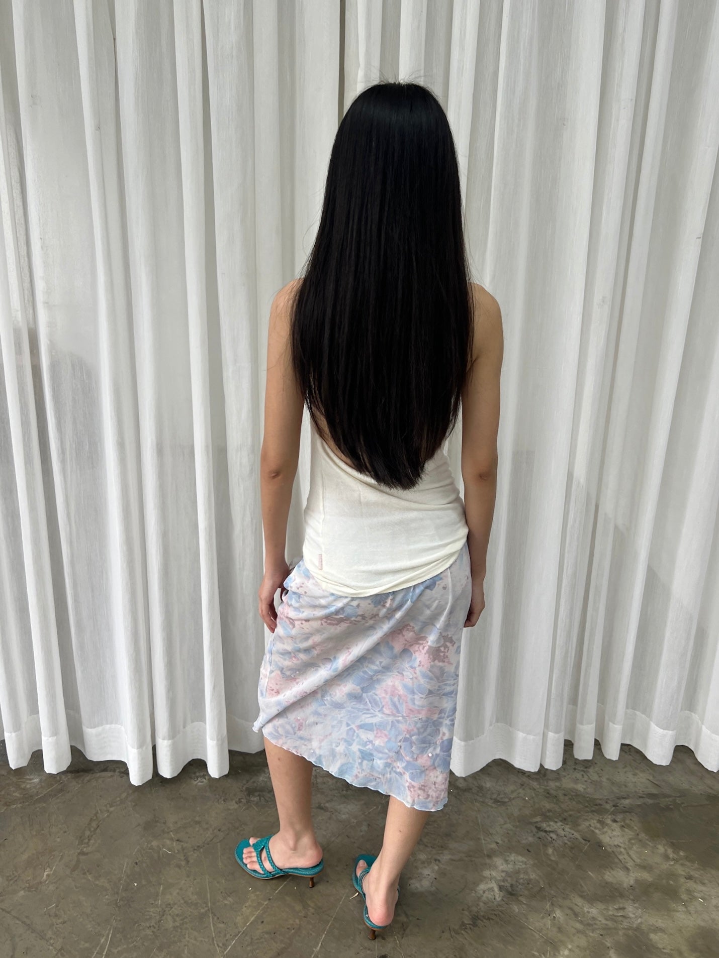 Sequin floral mesh skirt