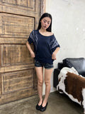 Navy batwing tee