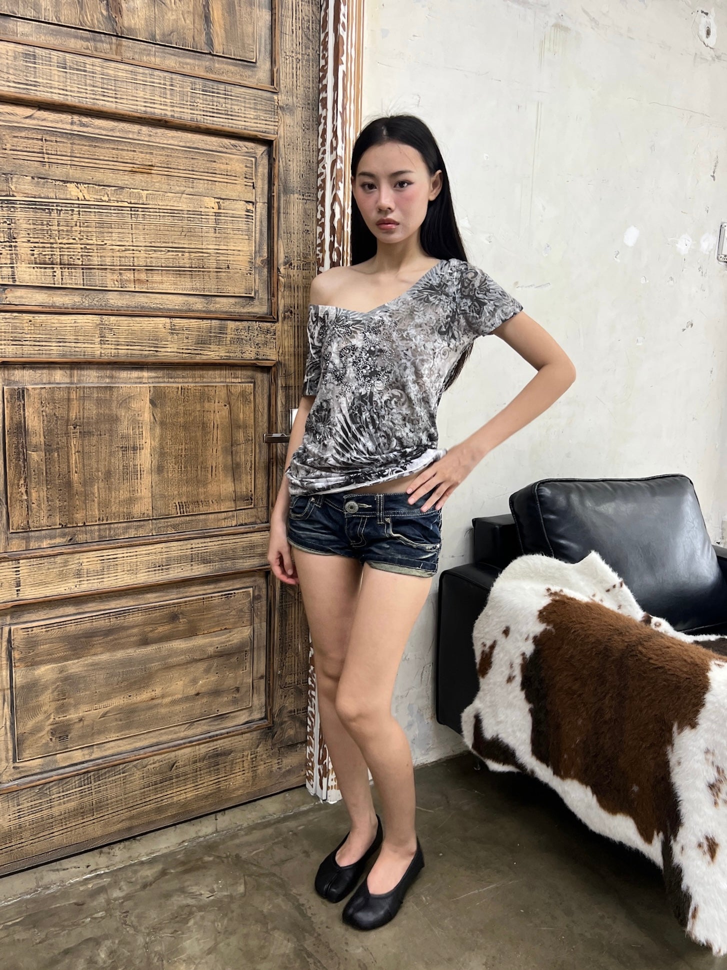 Rhinestone wing graphic top