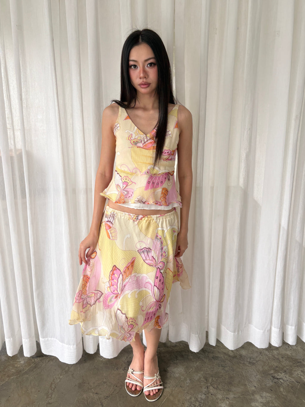 Butterfly garden silk set