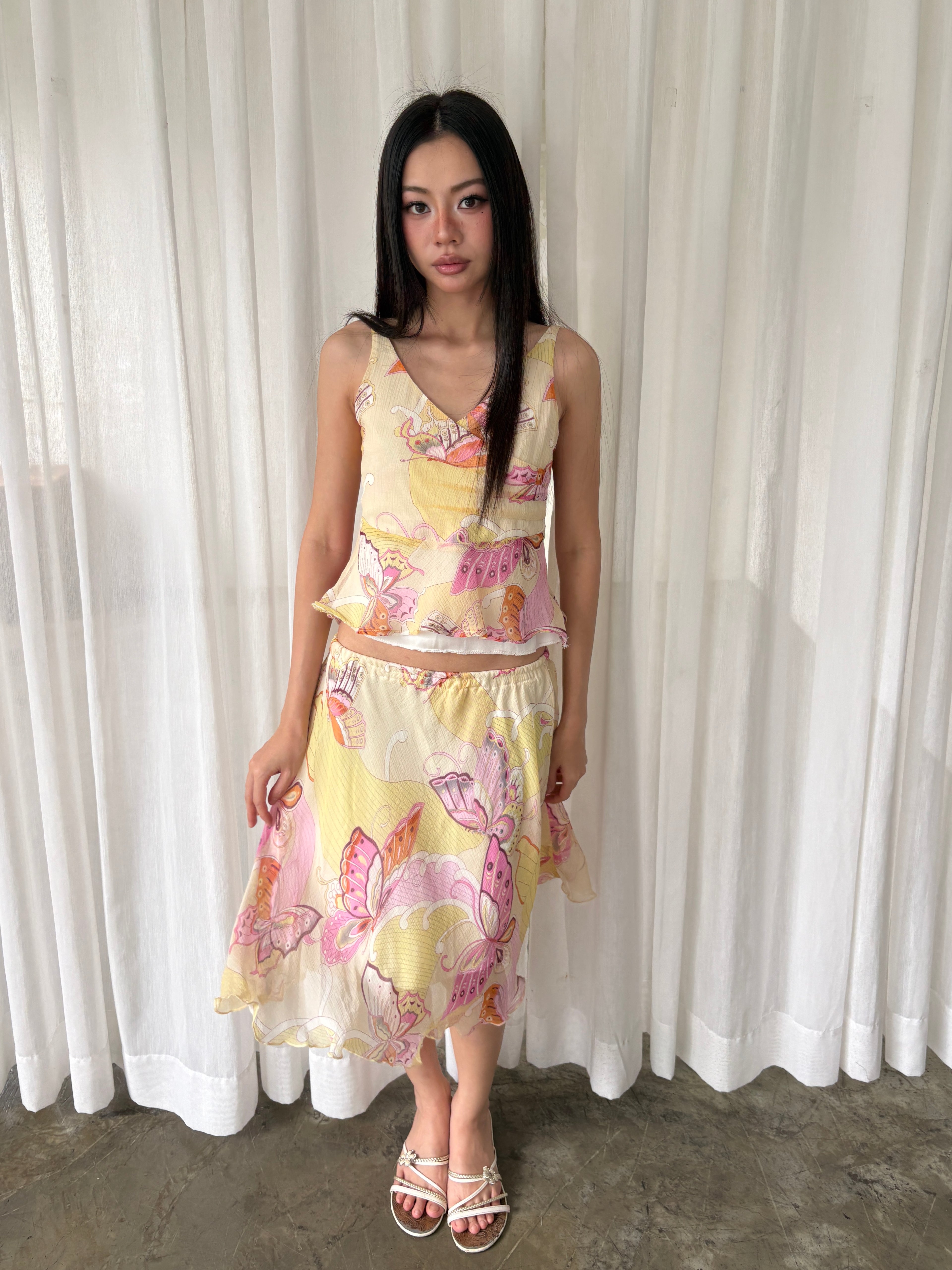 Butterfly garden silk set