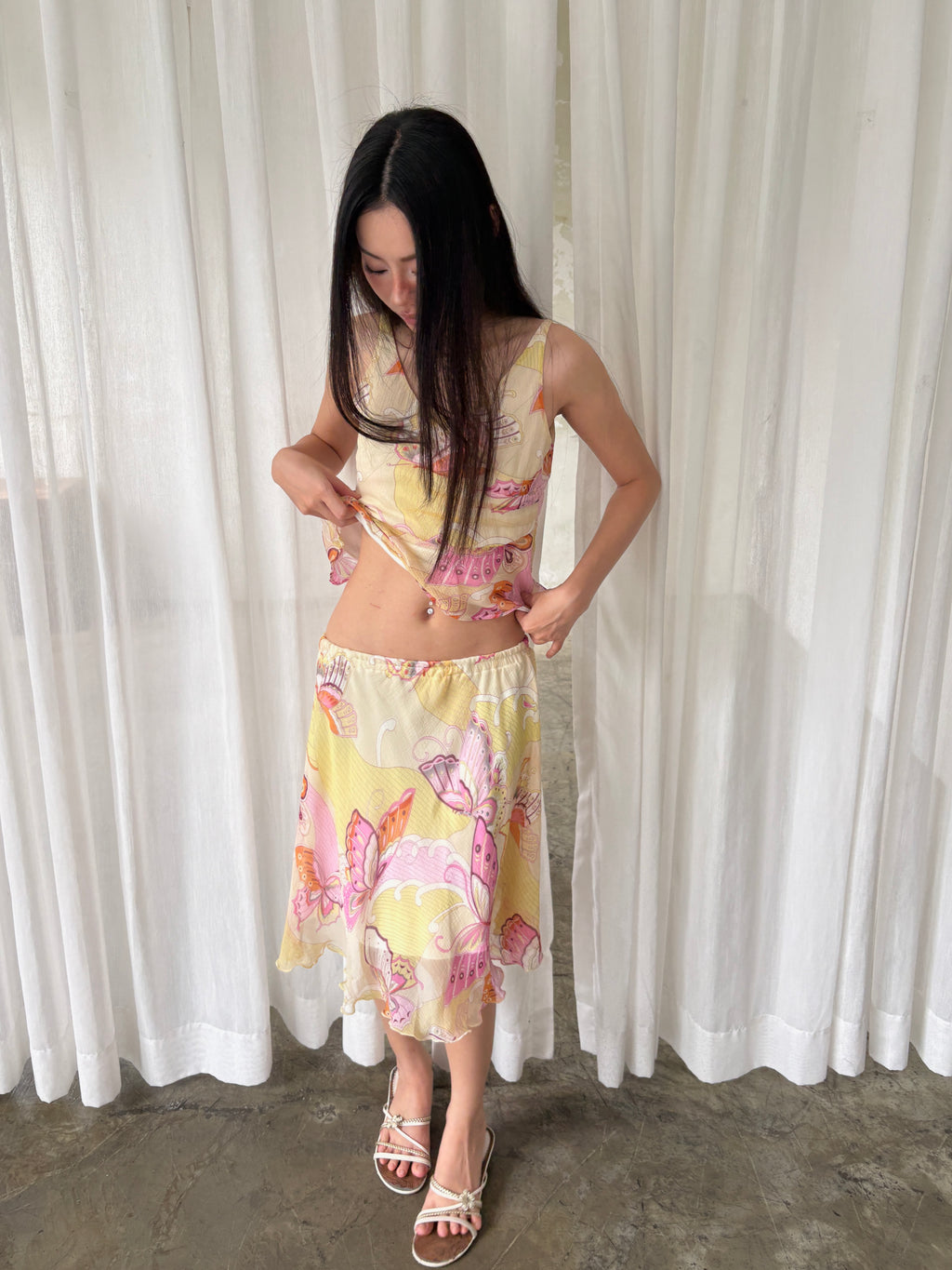 Butterfly garden silk set