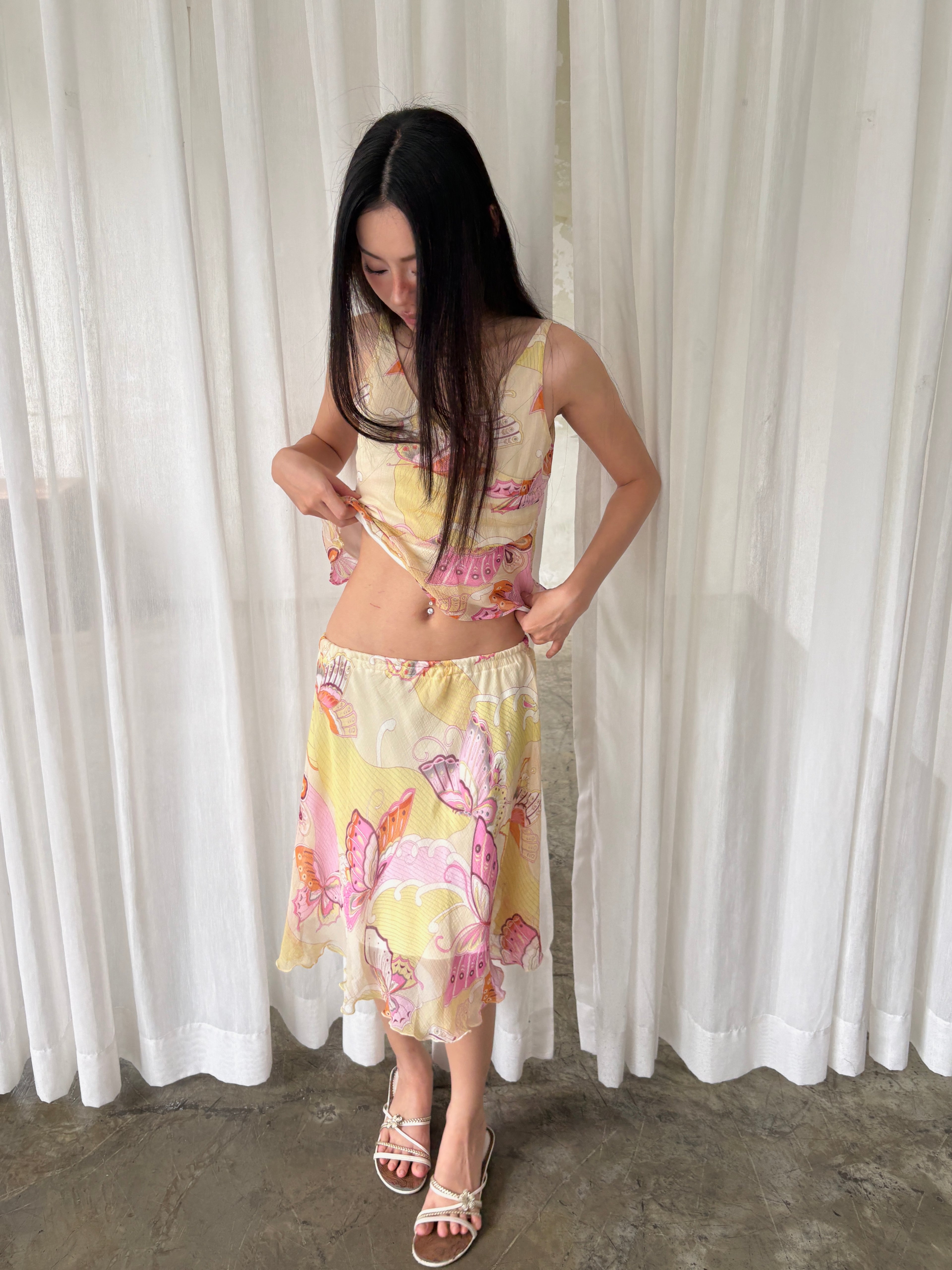 Butterfly garden silk set
