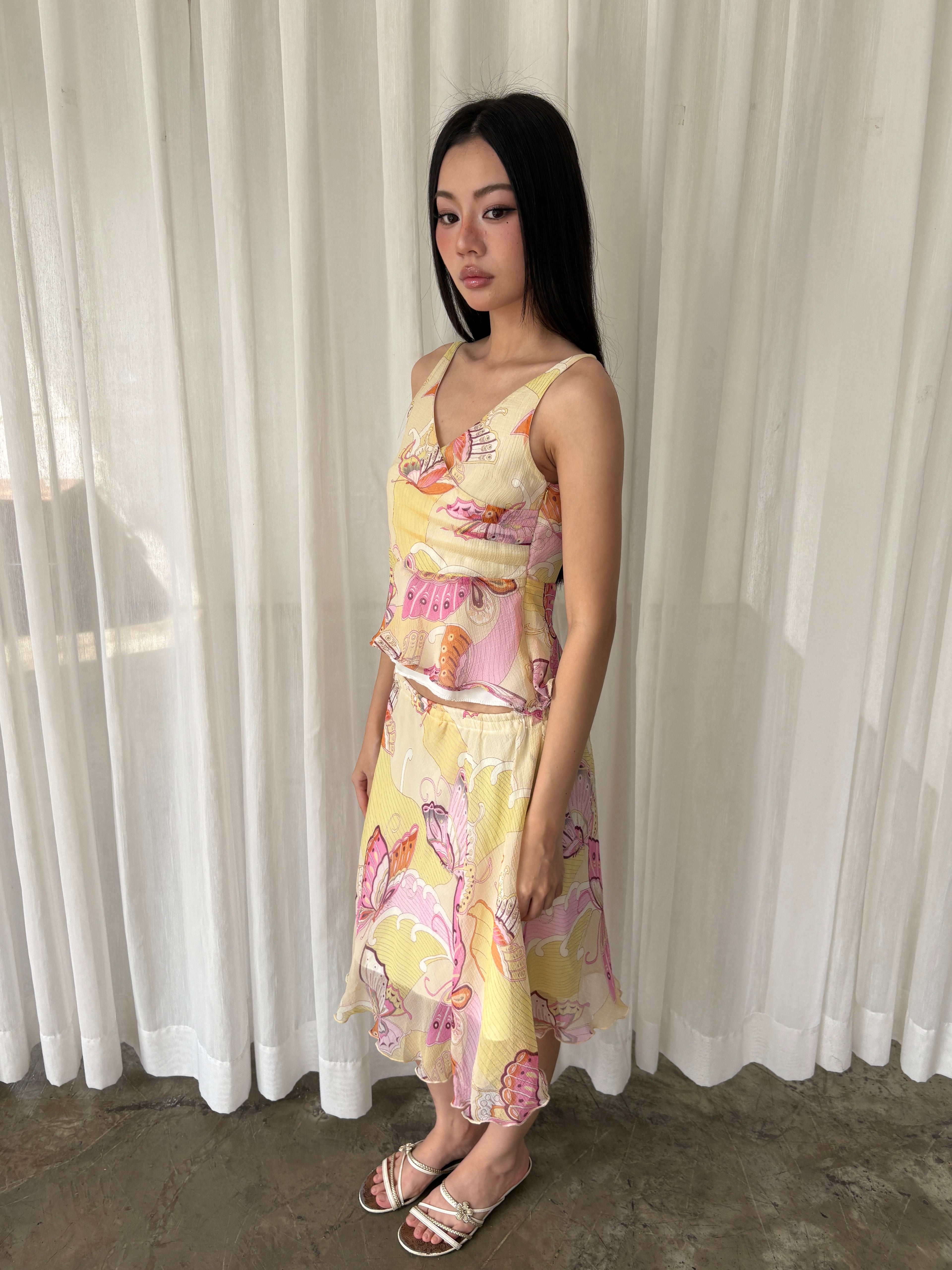 Butterfly garden silk set