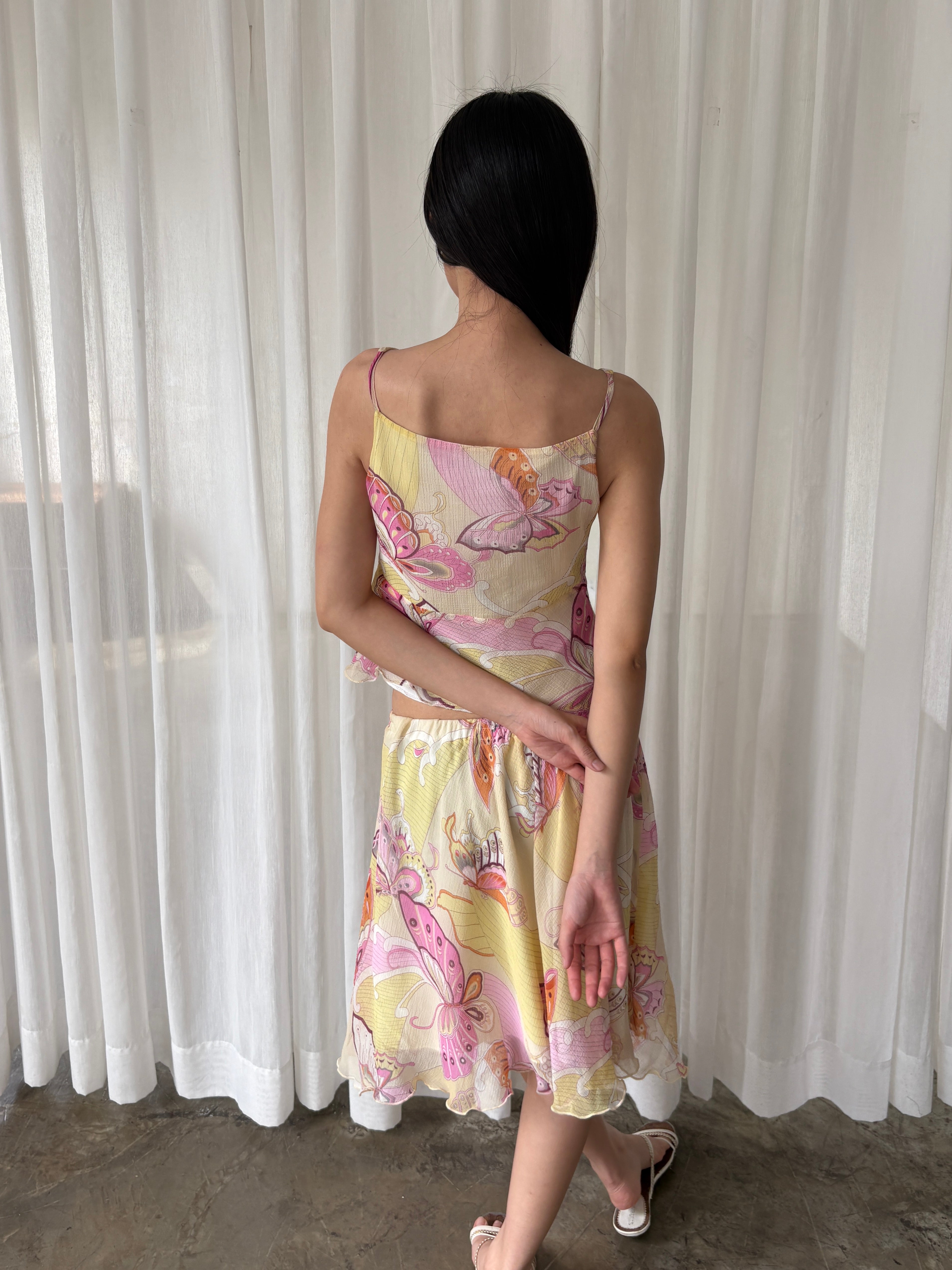 Butterfly garden silk set