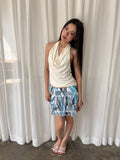 Cecil McBee blue fuffle mini skirt