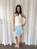Aqua swirl ruffle skirt