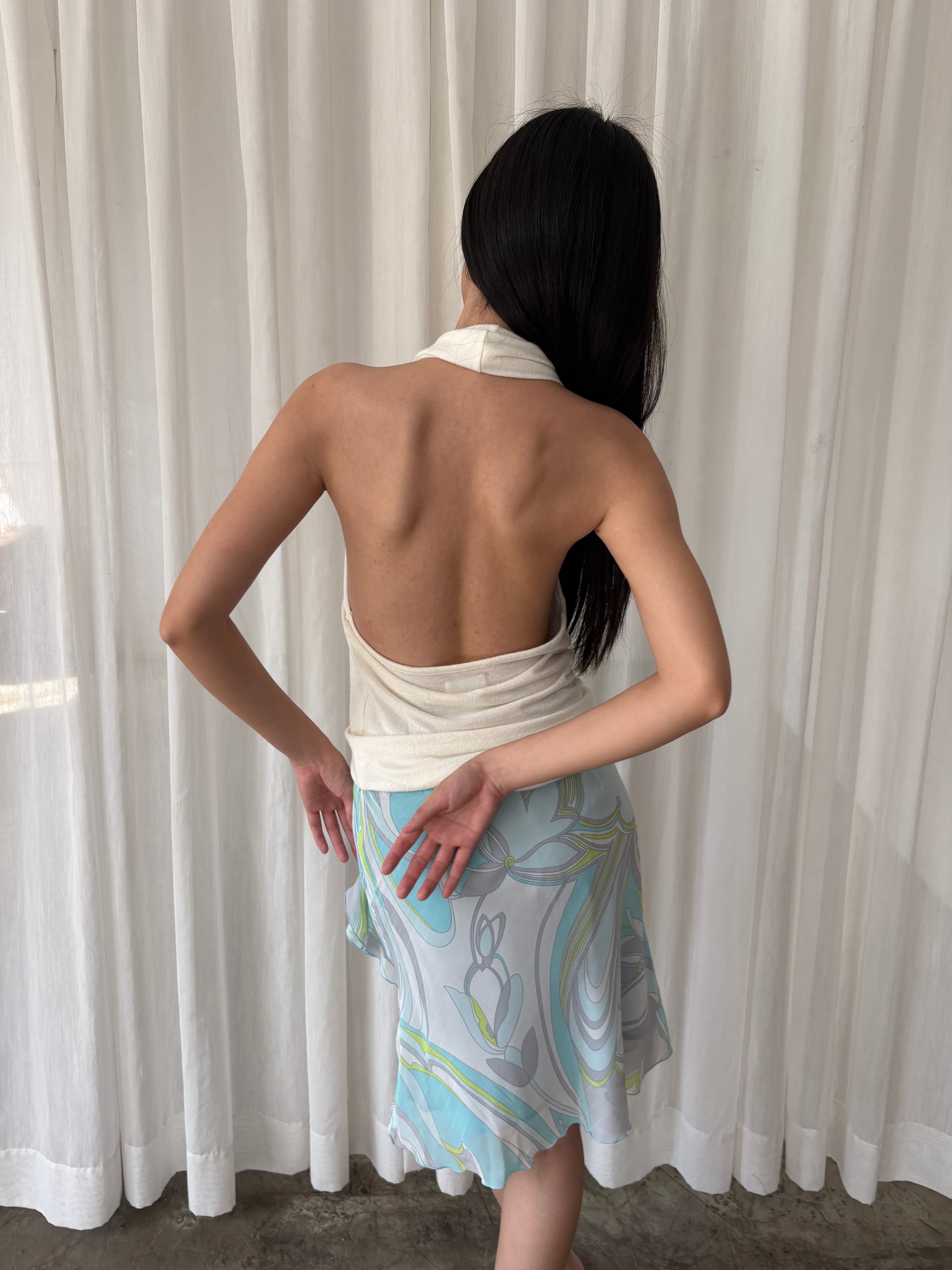 Aqua swirl ruffle skirt