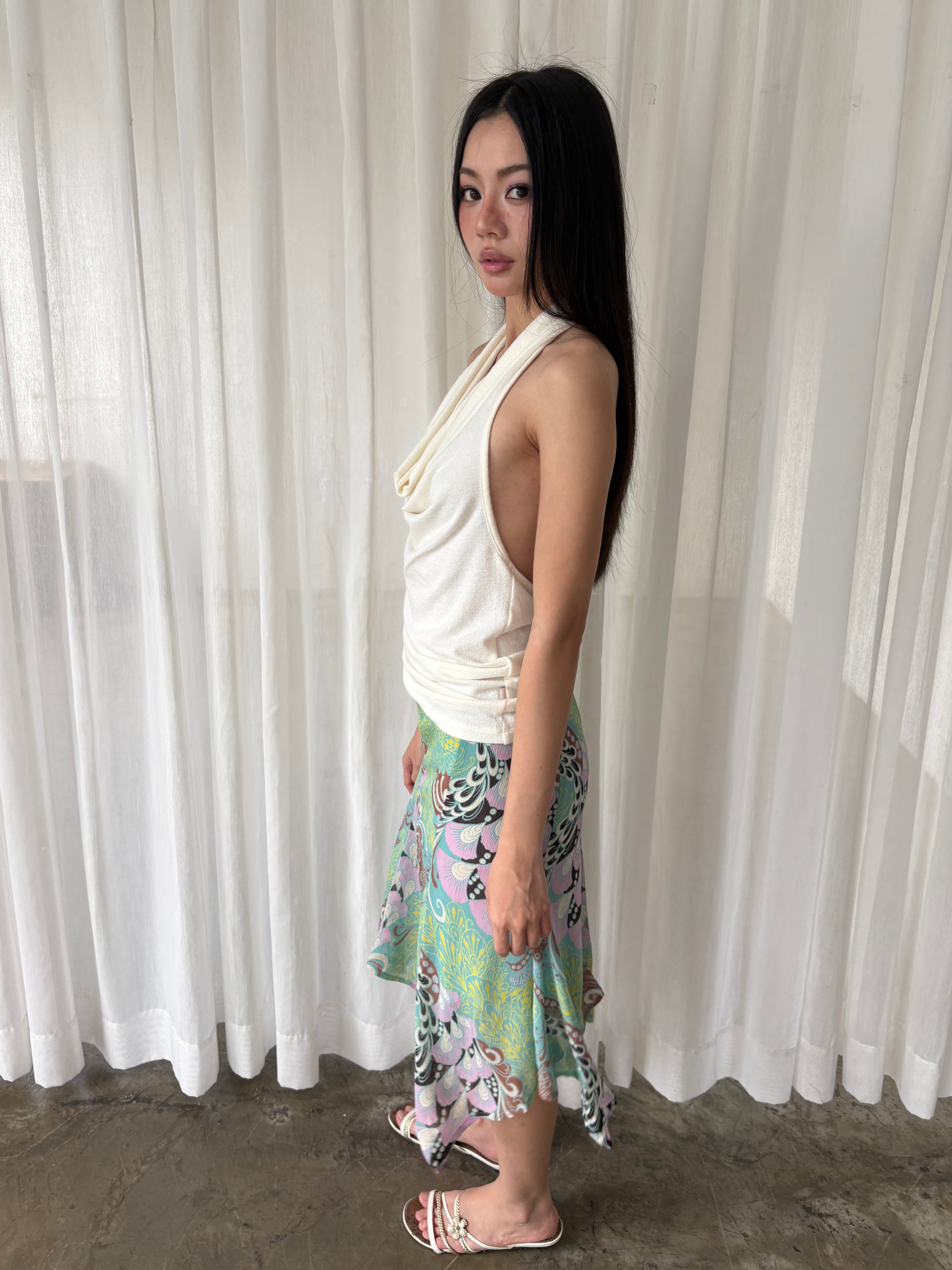 Mint paisley midi skirt