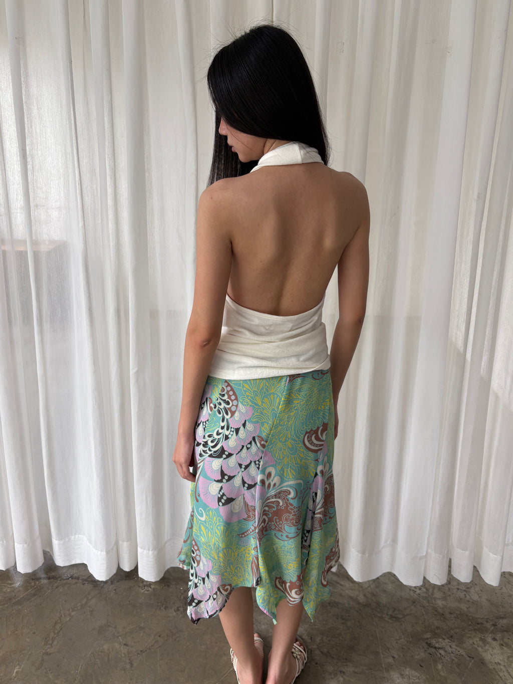 Mint paisley midi skirt