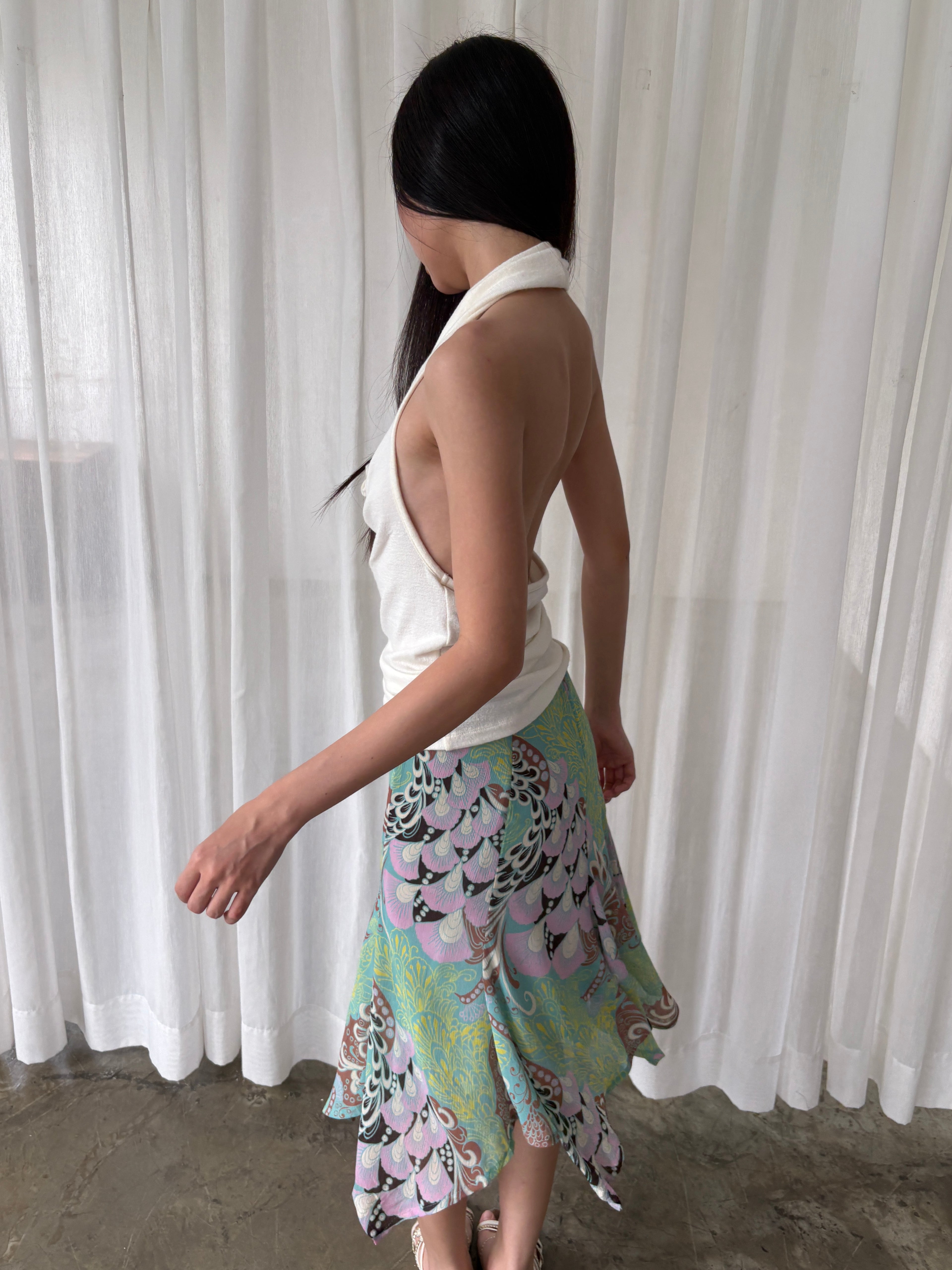 Mint paisley midi skirt