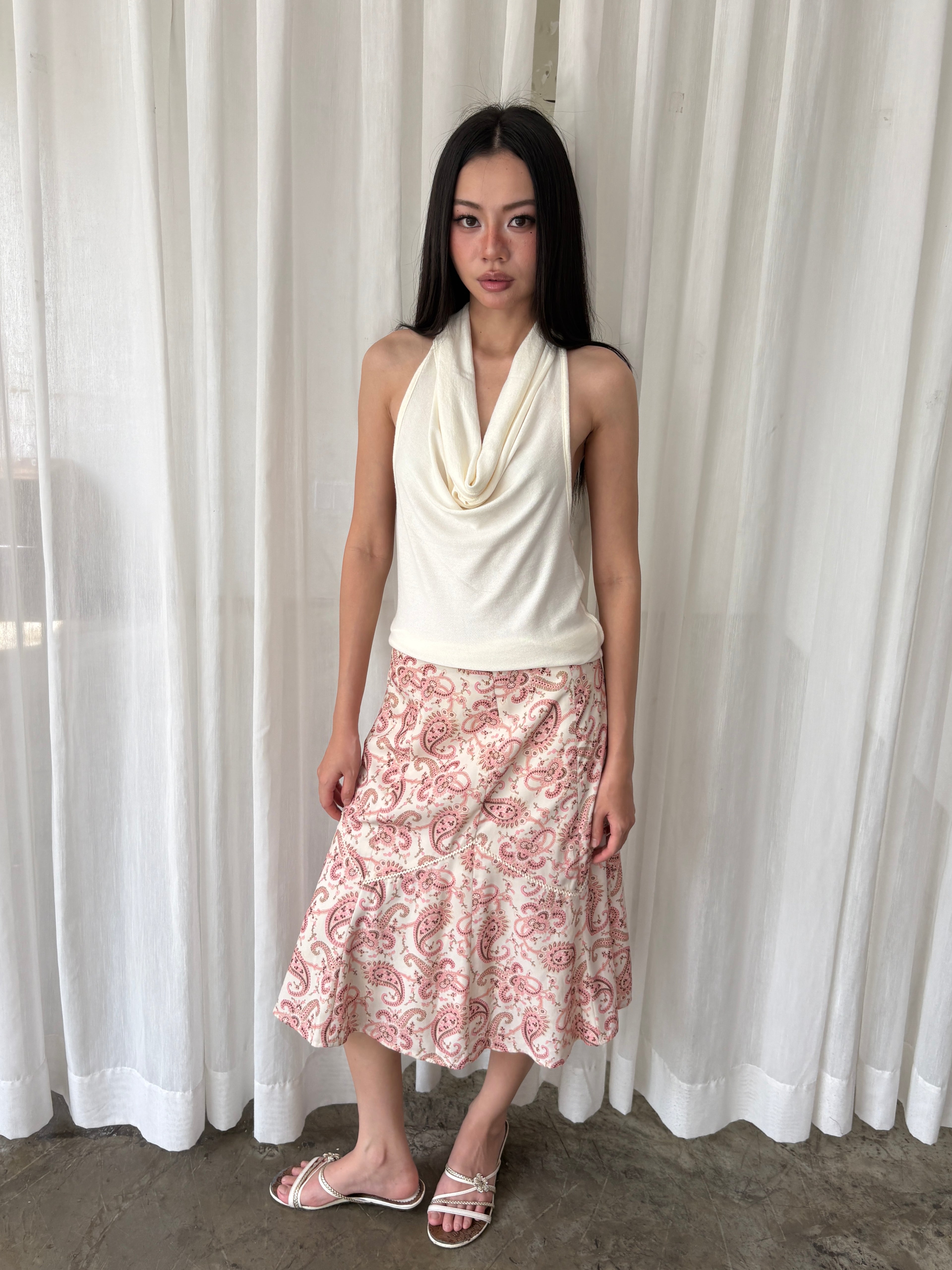 Soft paisley midi skirt