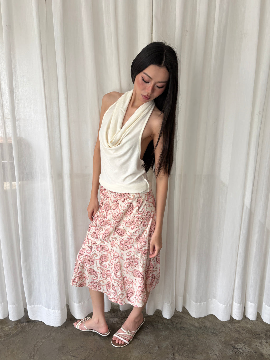 Soft paisley midi skirt