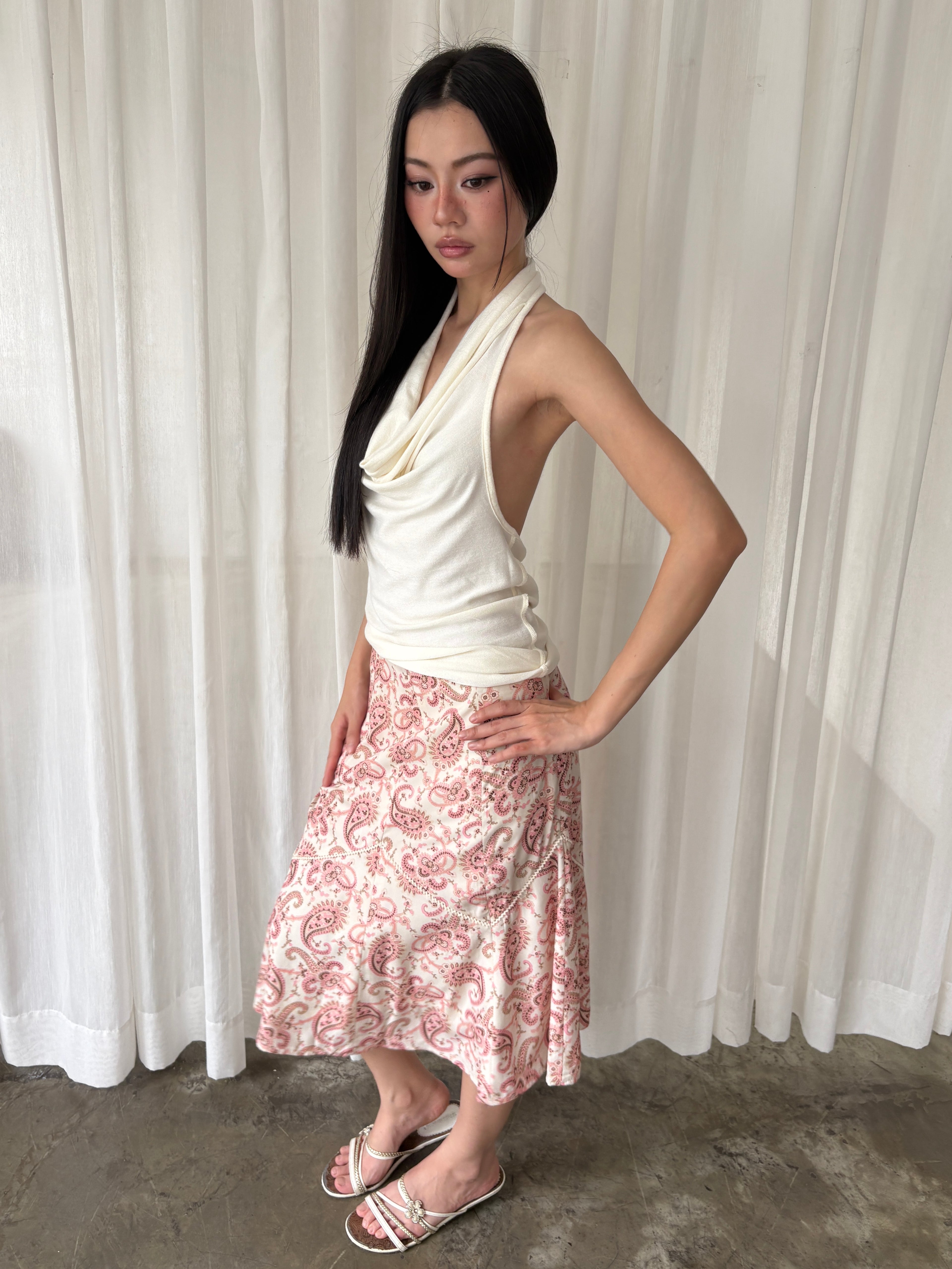 Soft paisley midi skirt