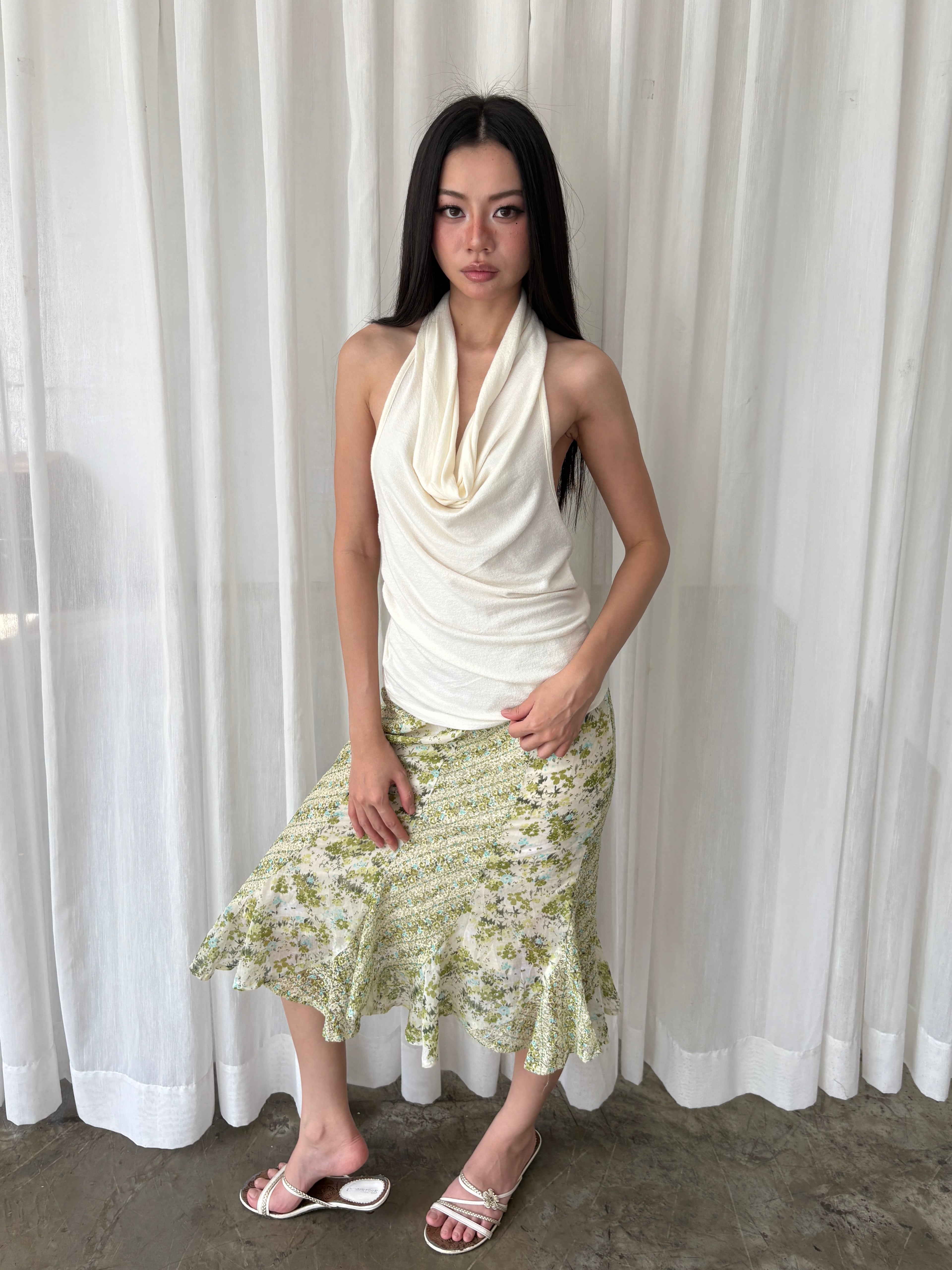 Meadow floral midi skirt
