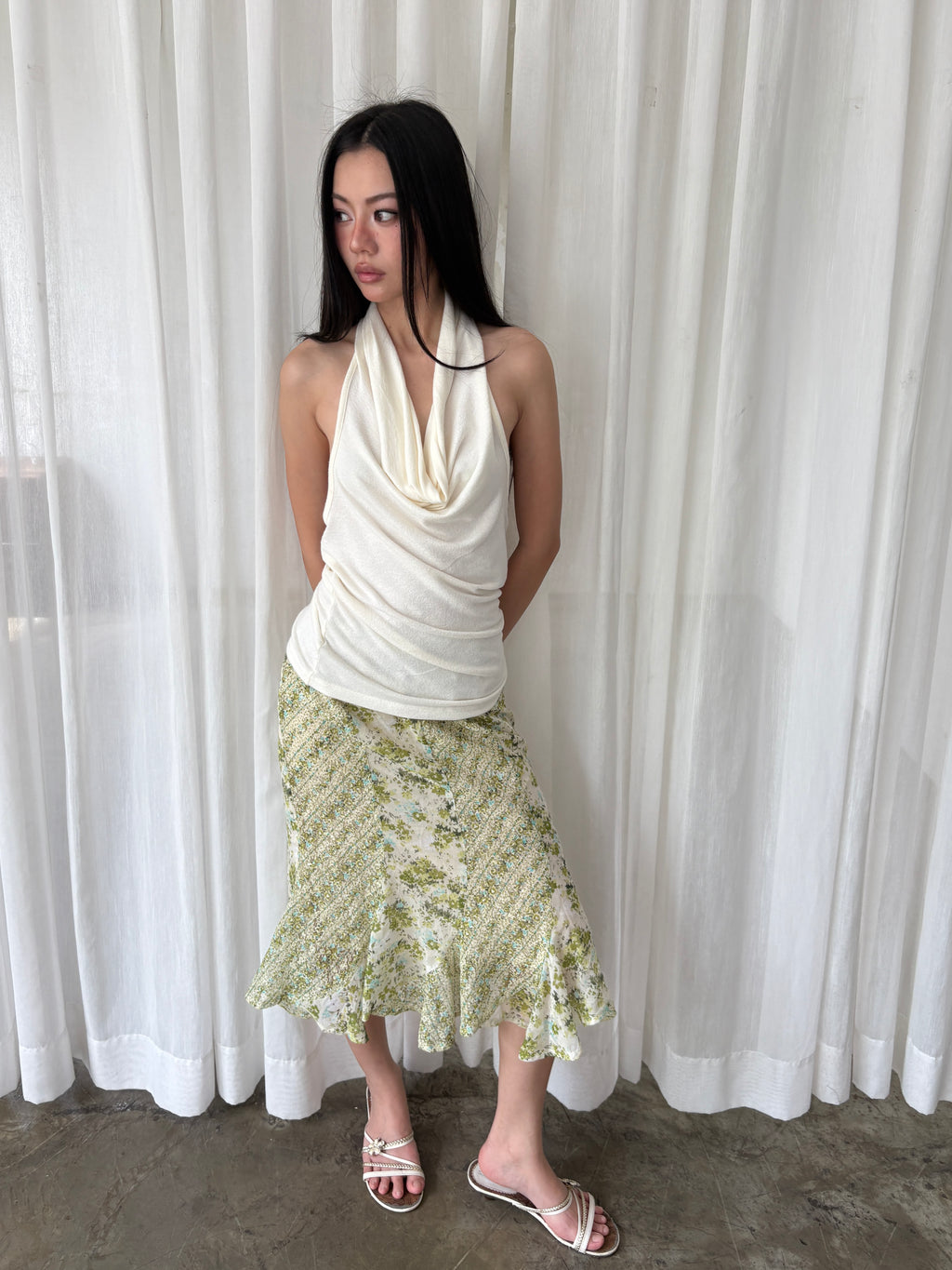 Meadow floral midi skirt
