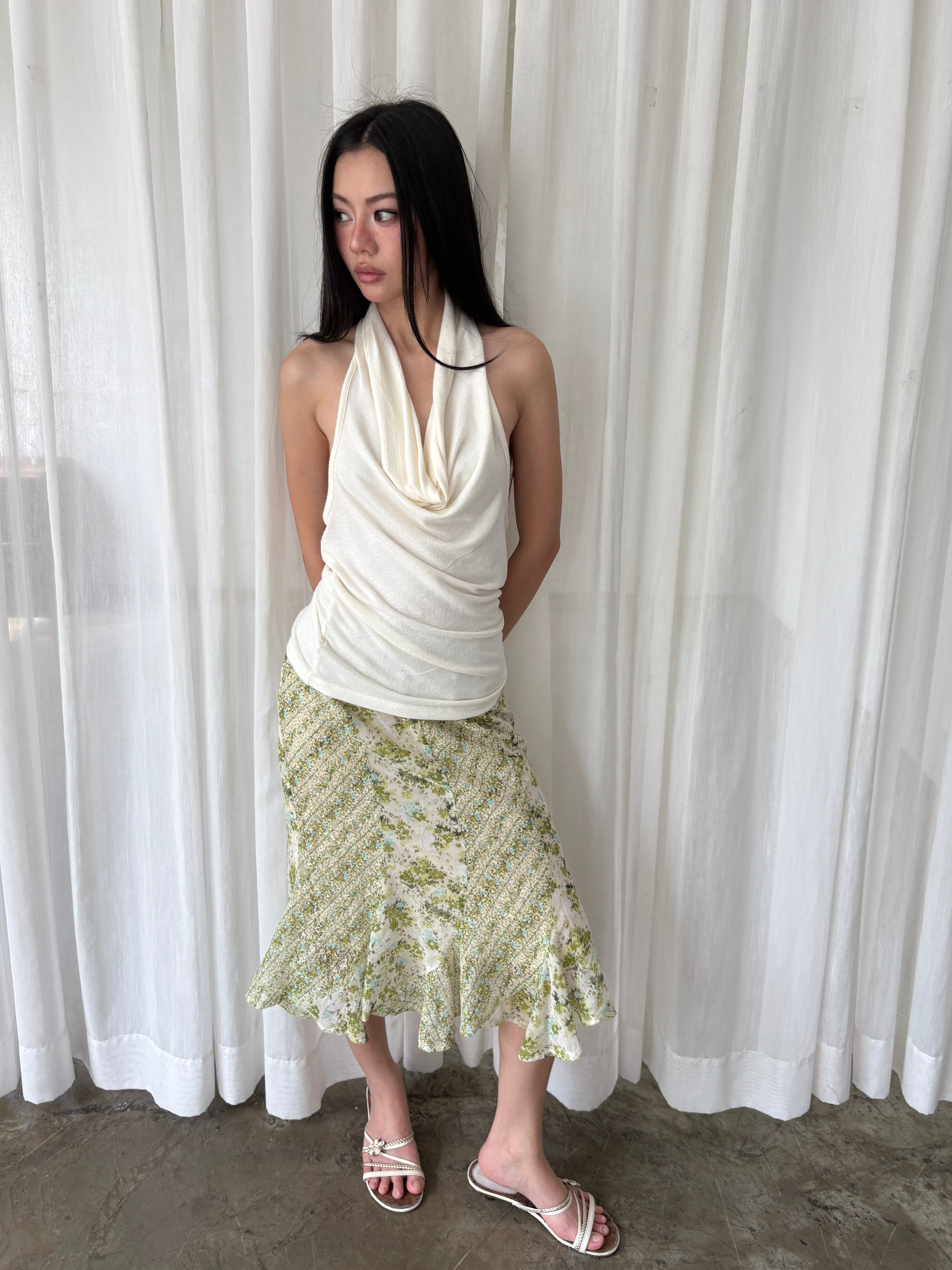 Meadow floral midi skirt