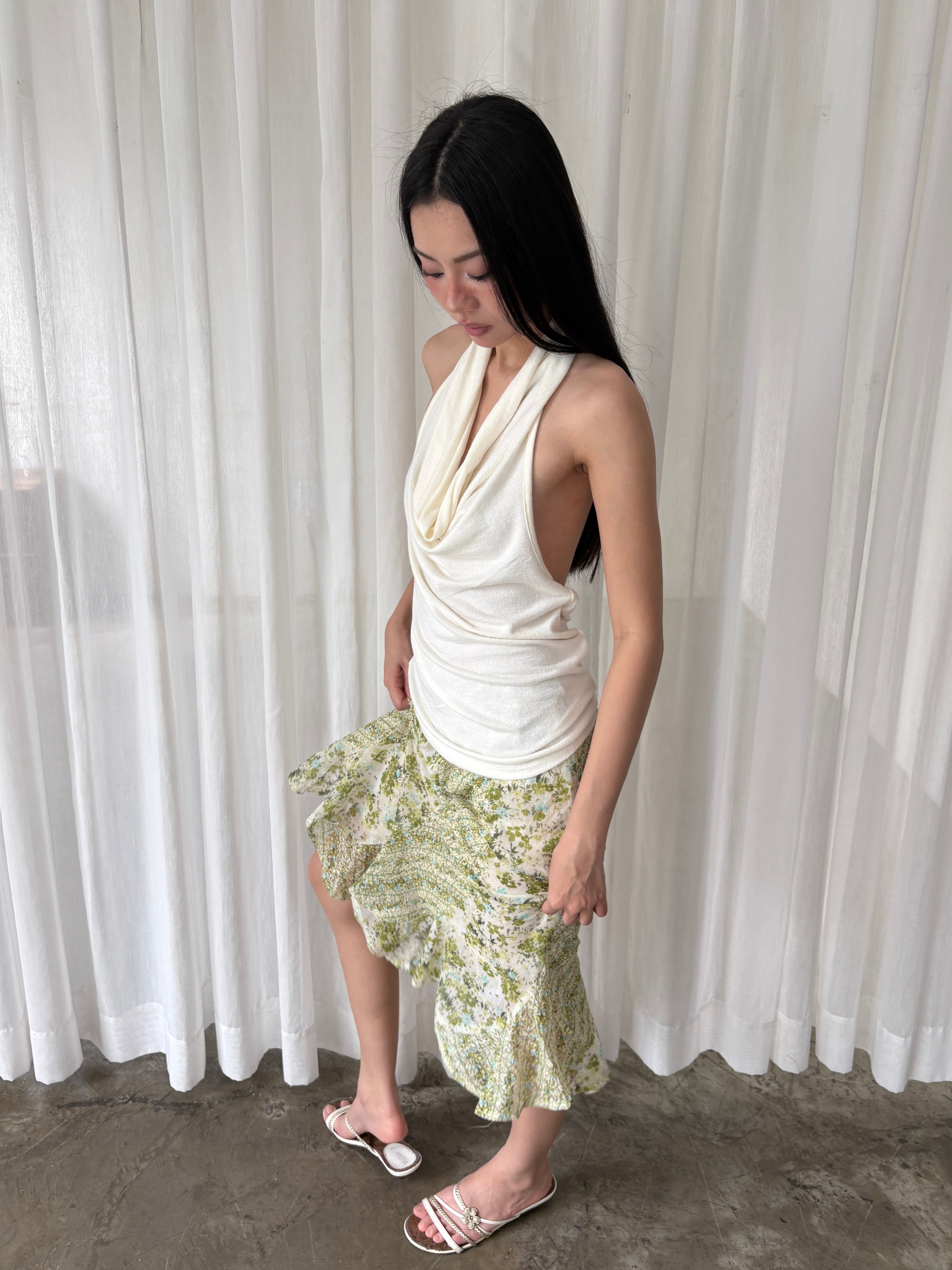 Meadow floral midi skirt