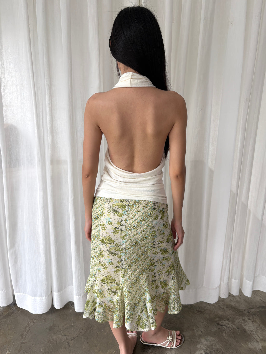 Meadow floral midi skirt