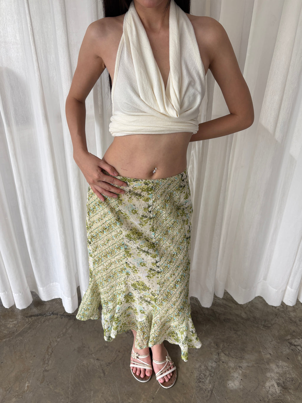 Meadow floral midi skirt