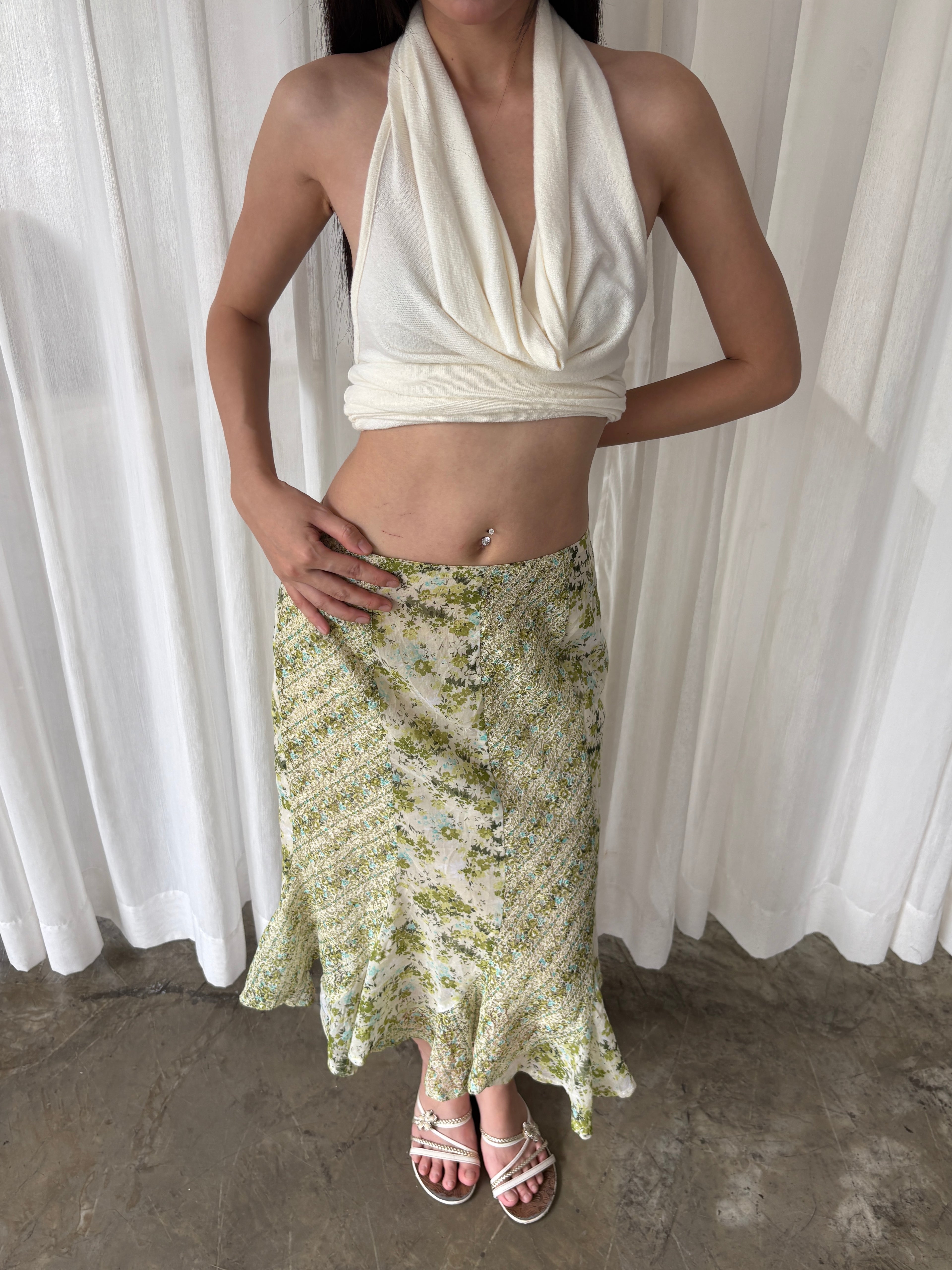 Meadow floral midi skirt