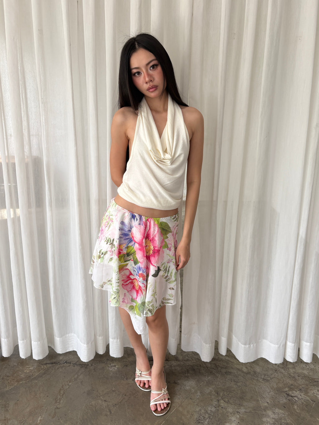 Floral rhinestone skirt