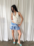 Blue leopard mini skirt