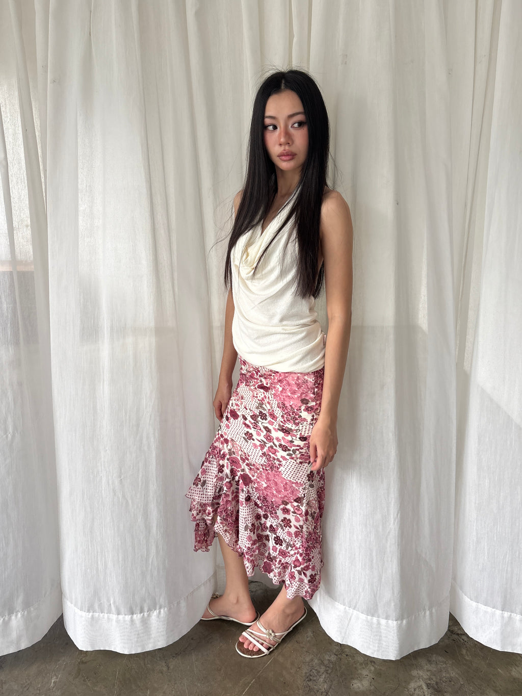 Vintage floral mermaid hem skirt