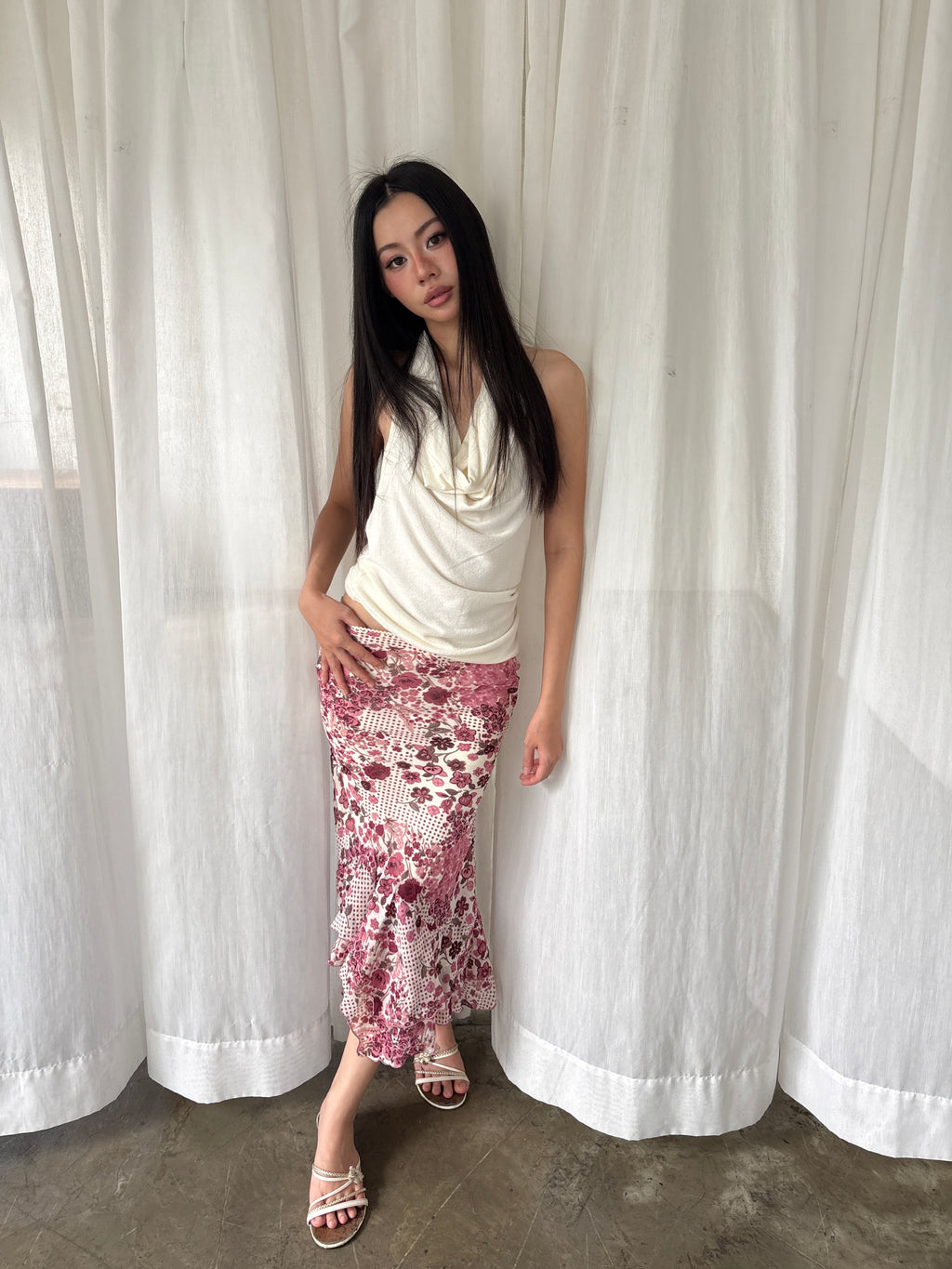 Vintage floral mermaid hem skirt
