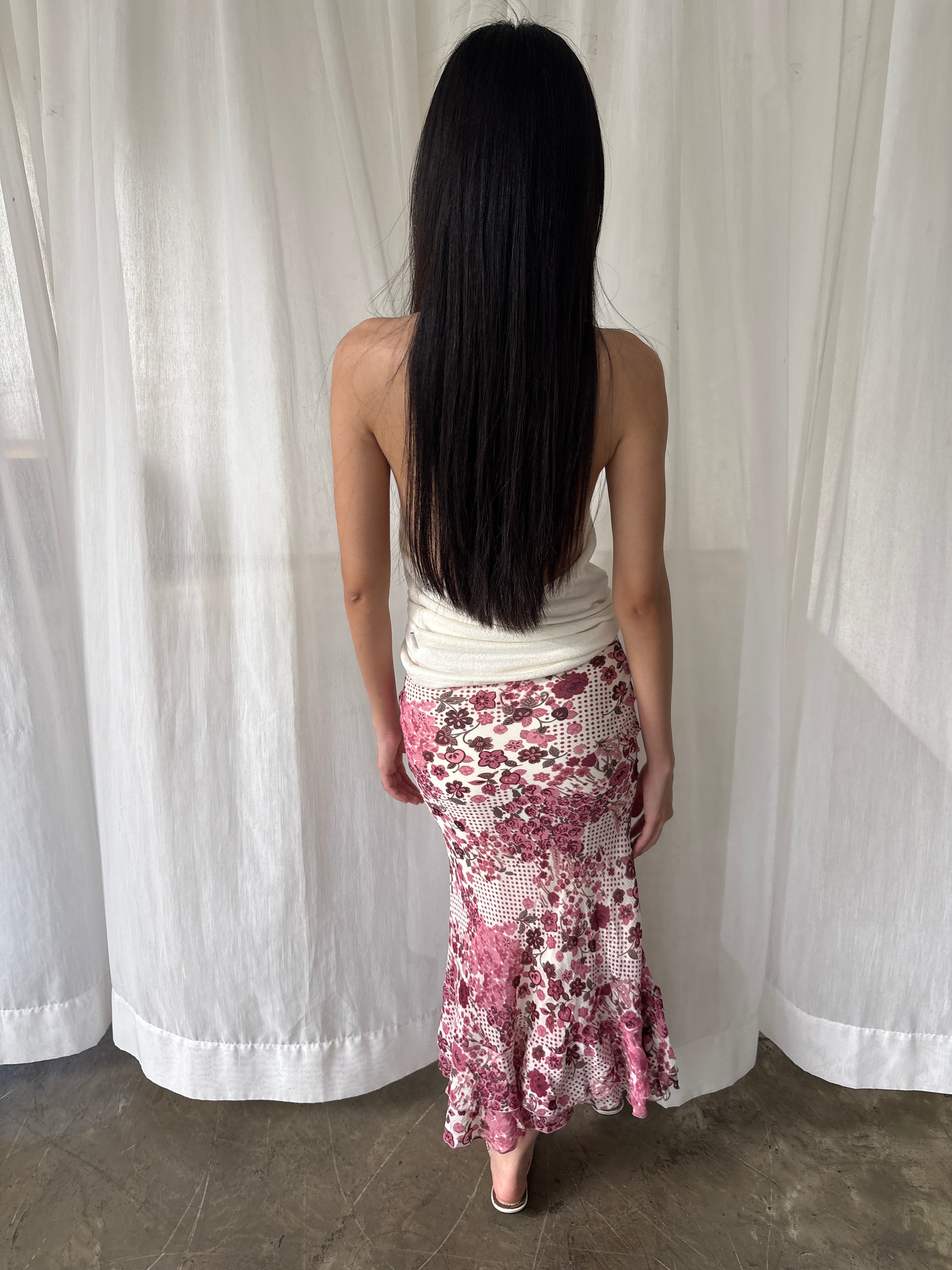 Vintage floral mermaid hem skirt